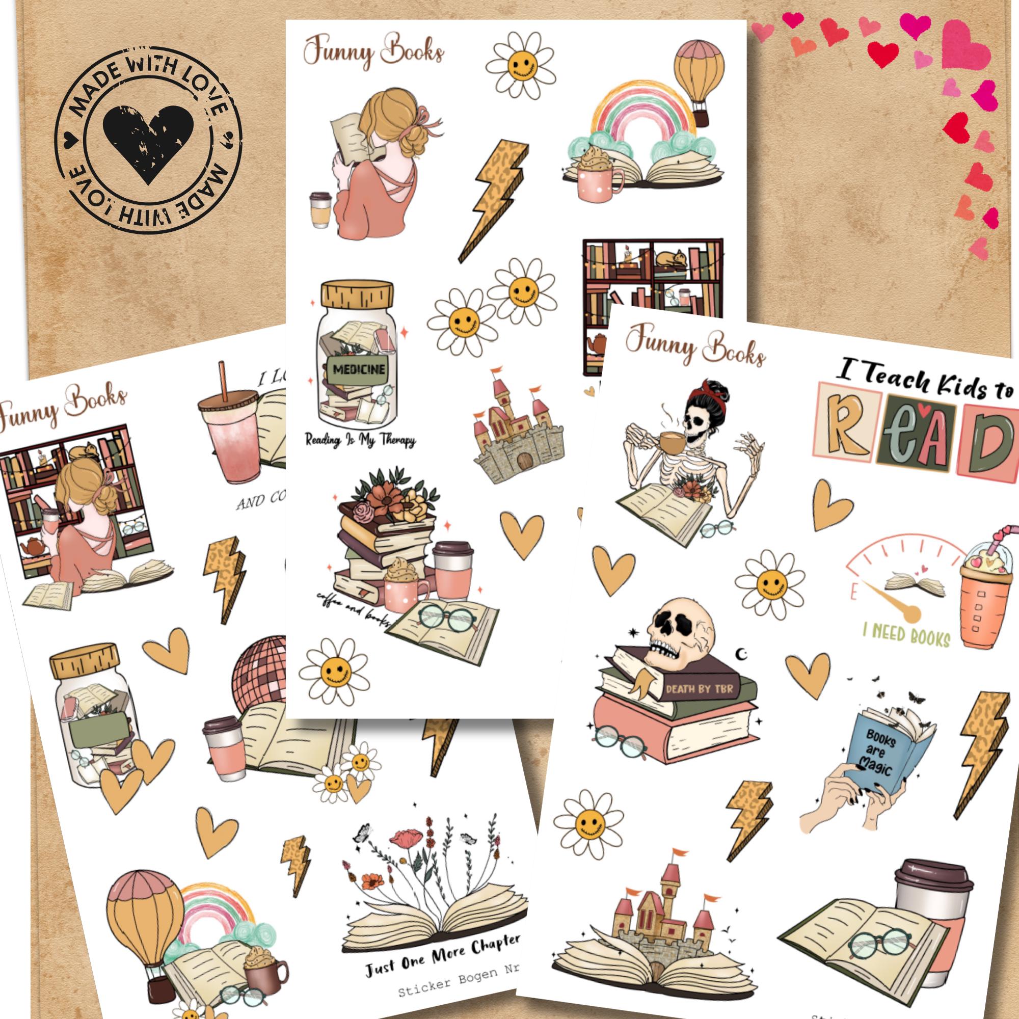 Aufkleber Love Books Stickerbogen Bücher für Leseratten Sticker Set - 3 Bögen zur Auswahl in Weiß - Transparent - Matt - Glanz #SBA6 Aufkleber Love Books Stickerbogen Bücher für Leseratten Sticker Set - 3 Bögen zur Auswahl in Weiß - Transparent - Matt - Glanz #SBA6
