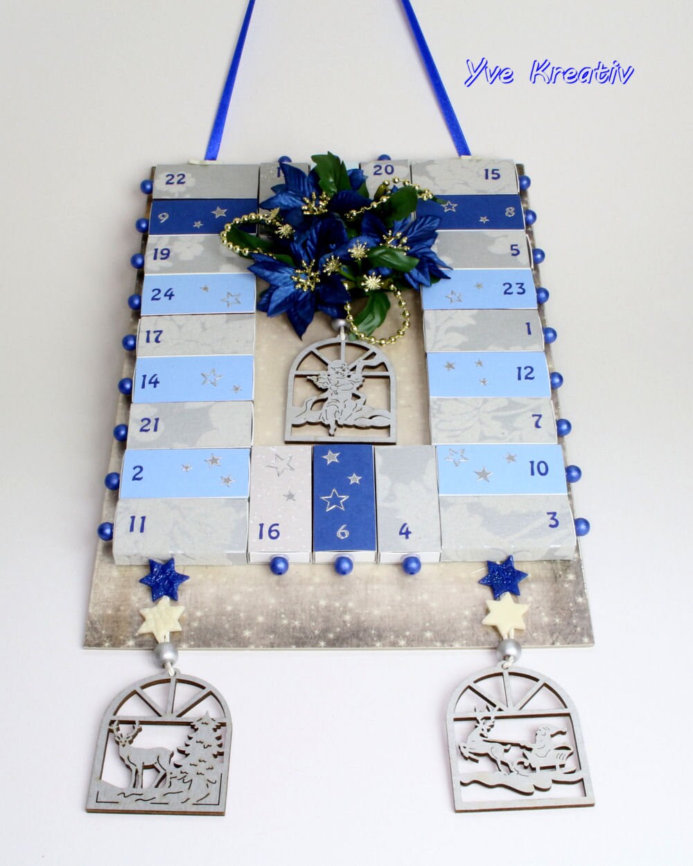 Adventskalender aus Streichholzschachteln / Weihnachtsbild / x-mas zum Befüllen