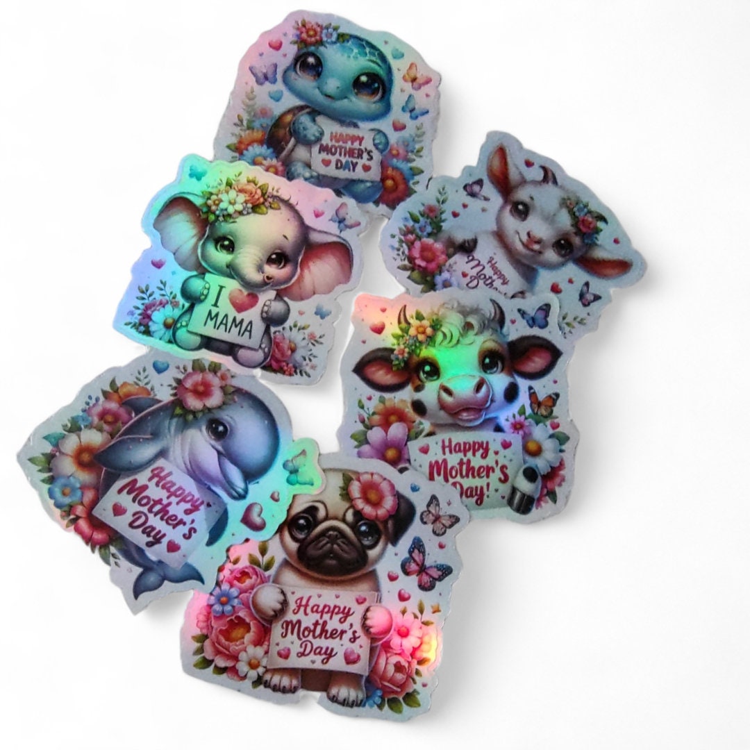 Holographischer Sticker "Niedliche Tiere zum Muttertag" | Sticker Set - Aufkleber 14 Sticker zur Auswahl I wasserfest #SHOL Holographischer Sticker "Niedliche Tiere zum Muttertag" | Sticker Set - Aufkleber 14 Sticker zur Auswahl I wasserfest #SHOL