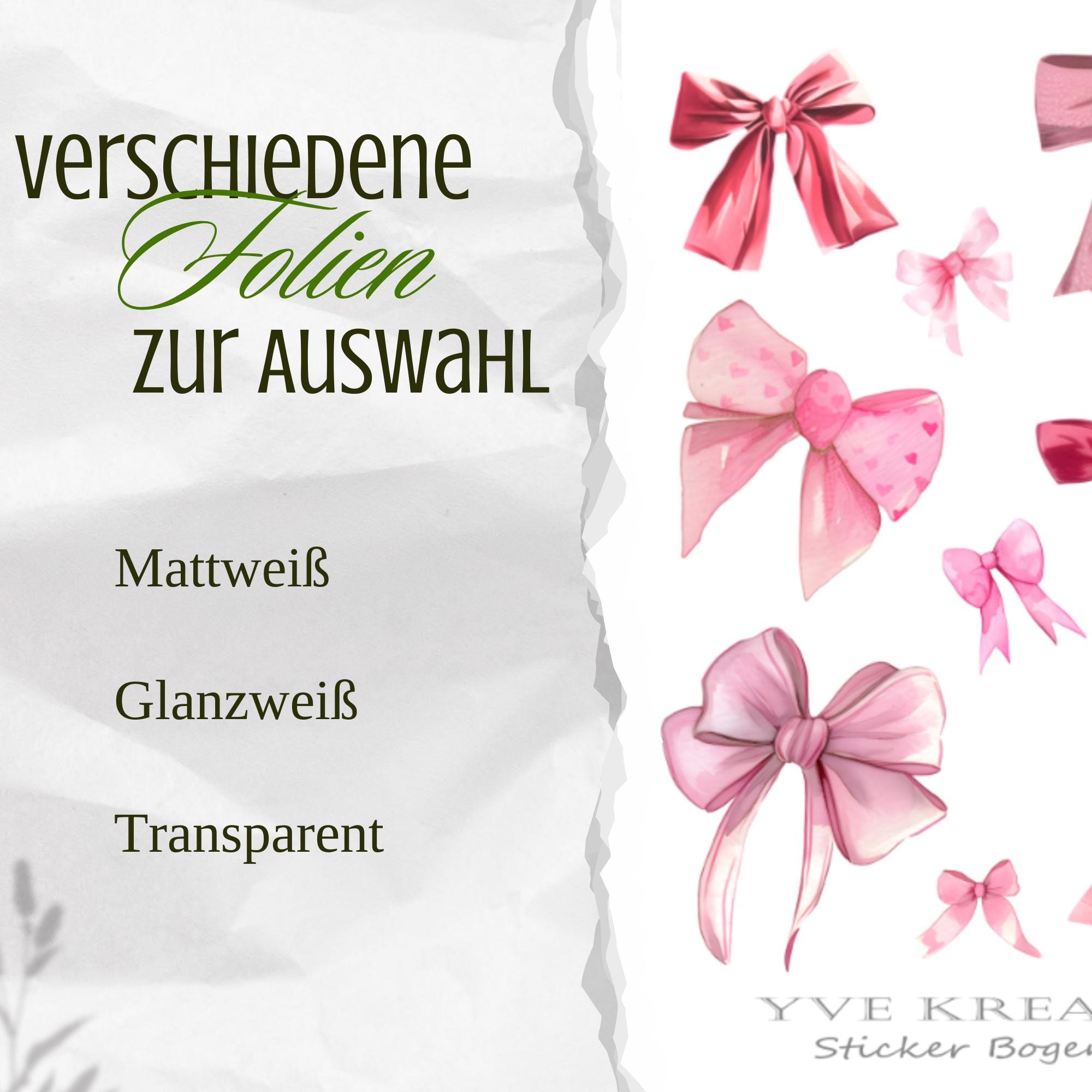 Aufkleber Schleifen rosa rot Sticker Bogen Set 3 Stickerbogen zur Auswahl in Weiß - Transparent - Matt - Glanz #SBA6 Aufkleber Schleifen rosa rot Sticker Bogen Set 3 Stickerbogen zur Auswahl in Weiß - Transparent - Matt - Glanz #SBA6