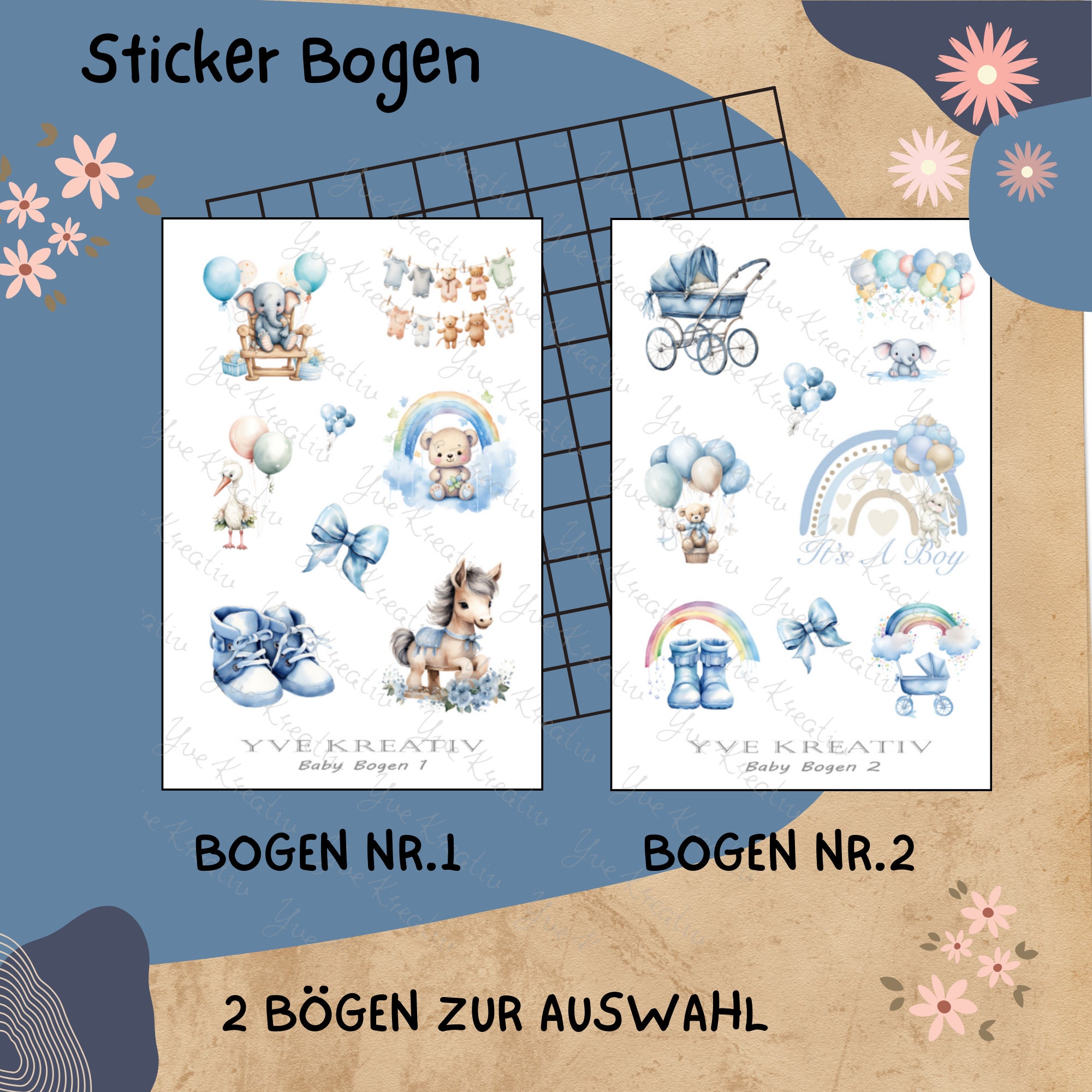2 Stickerbogen SET Baby Boy Aufkleber Babyparty Sticker Geburt | Sticker Set zur Auswahl in Weiß - Transparent - Matt - Glanz #SBA6 2 Stickerbogen SET Baby Boy Aufkleber Babyparty Sticker Geburt | Sticker Set zur Auswahl in Weiß - Transparent - Matt - Glanz #SBA6