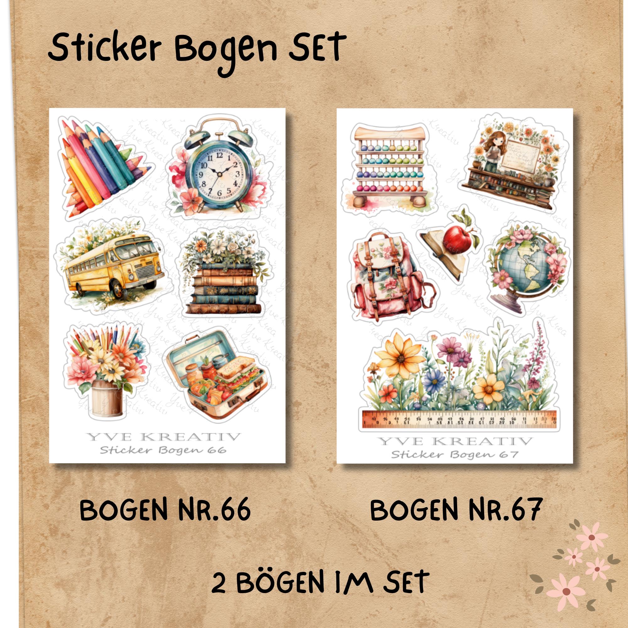 2 Stickerbogen SET Bücher Aufkleber Schule Sticker Schulanfang | Sticker Set zur Auswahl in Weiß - Transparent - Matt - Glanz #SBA6 2 Stickerbogen SET Bücher Aufkleber Schule Sticker Schulanfang | Sticker Set zur Auswahl in Weiß - Transparent - Matt - Glanz #SBA6