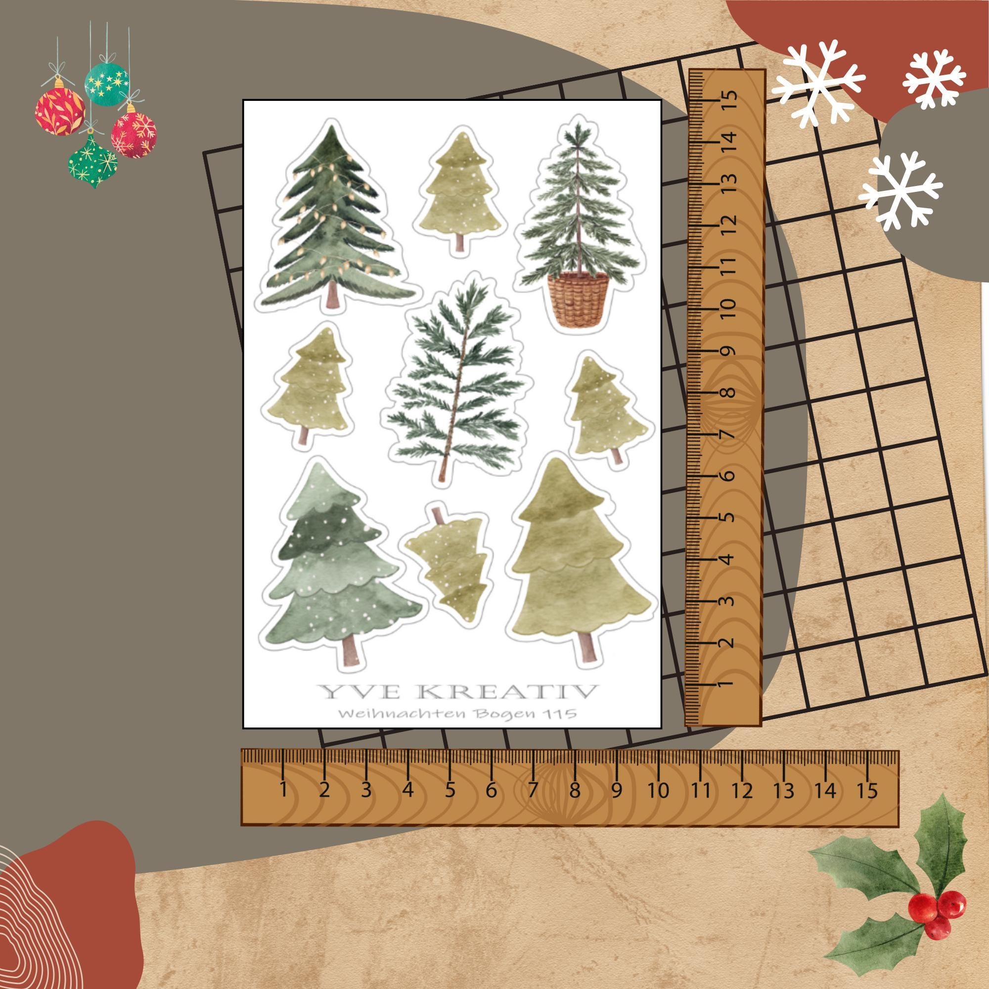 Aufkleber Sticker Bogen "Tannenbäume Wald" | Sticker Set - 3 Stickerbogen zur Auswahl in Weiß - Transparent - Matt - Glanz  #SBA6