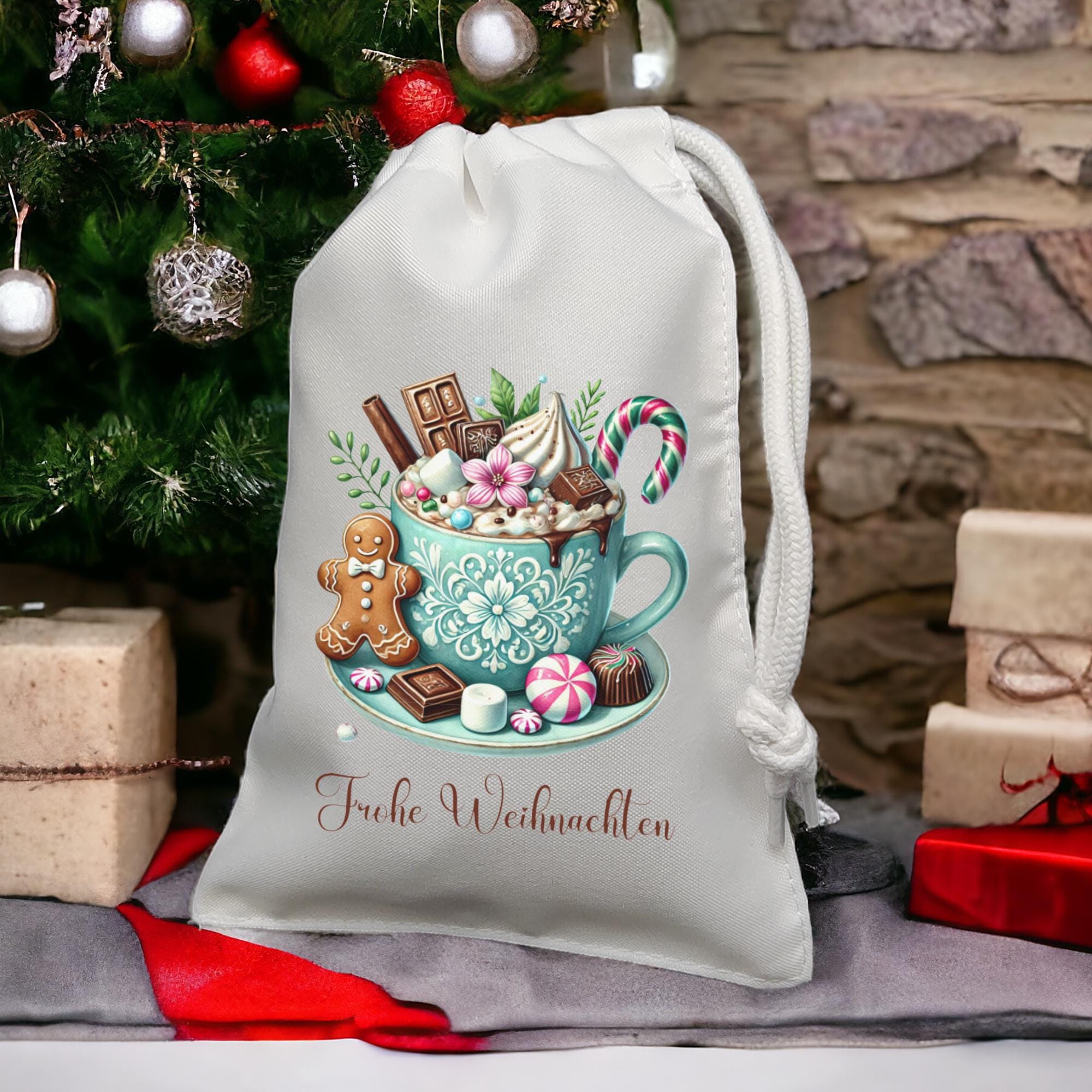 Geschenksäckchen, Weihnachtsgeschenkbeutel, Stoffsäckchen, Stofftasche, Stoffbeutel, Verpackung, Geschenkverpackung  #GSSUB