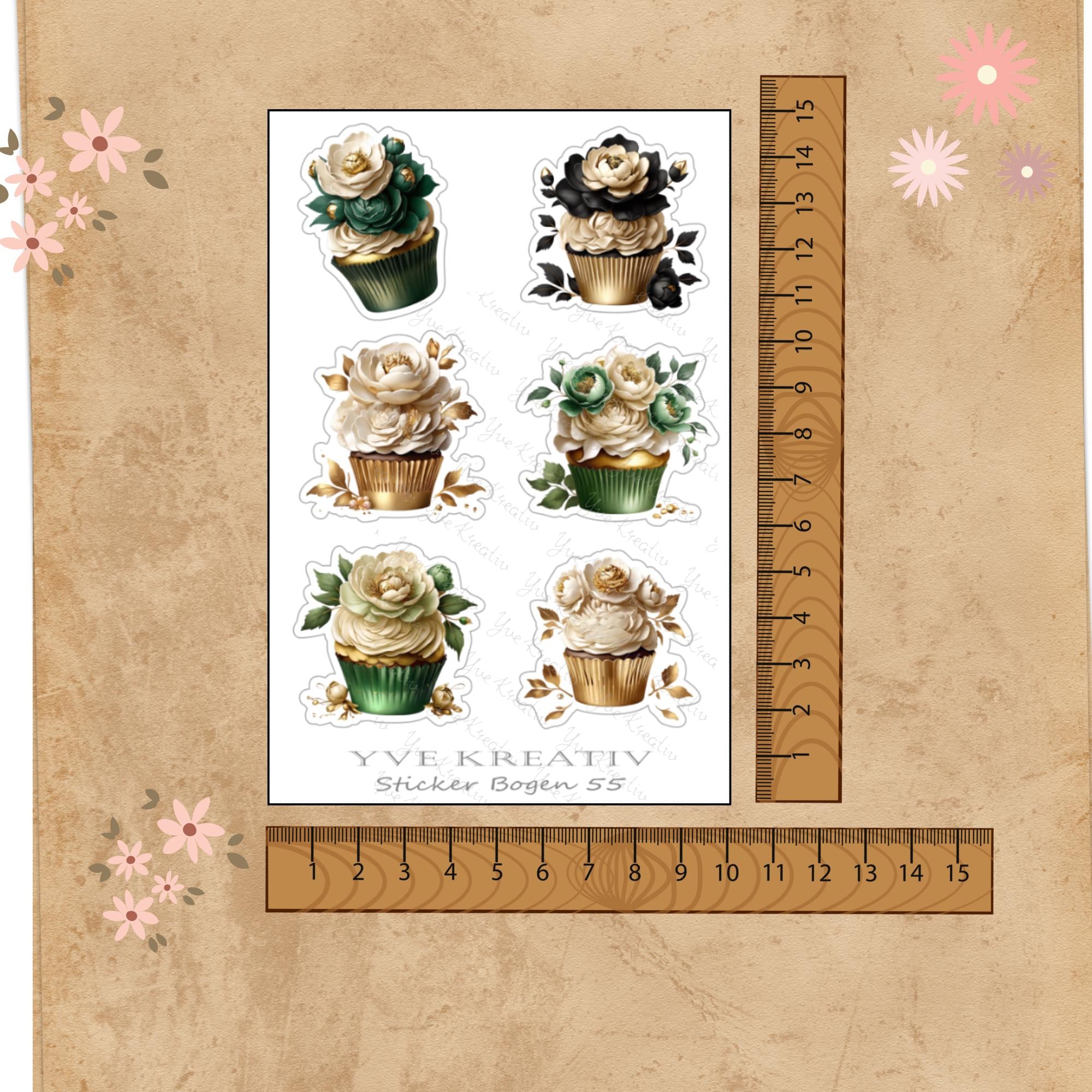 Aufkleber Cupcake Sommer Sticker Bogen Blüten Muffin Stickerbogen 3 Bögen zur Auswahl in Weiß - Transparent - Matt - Glanz #SBA6 Aufkleber Cupcake Sommer Sticker Bogen Blüten Muffin Stickerbogen 3 Bögen zur Auswahl in Weiß - Transparent - Matt - Glanz #SBA6