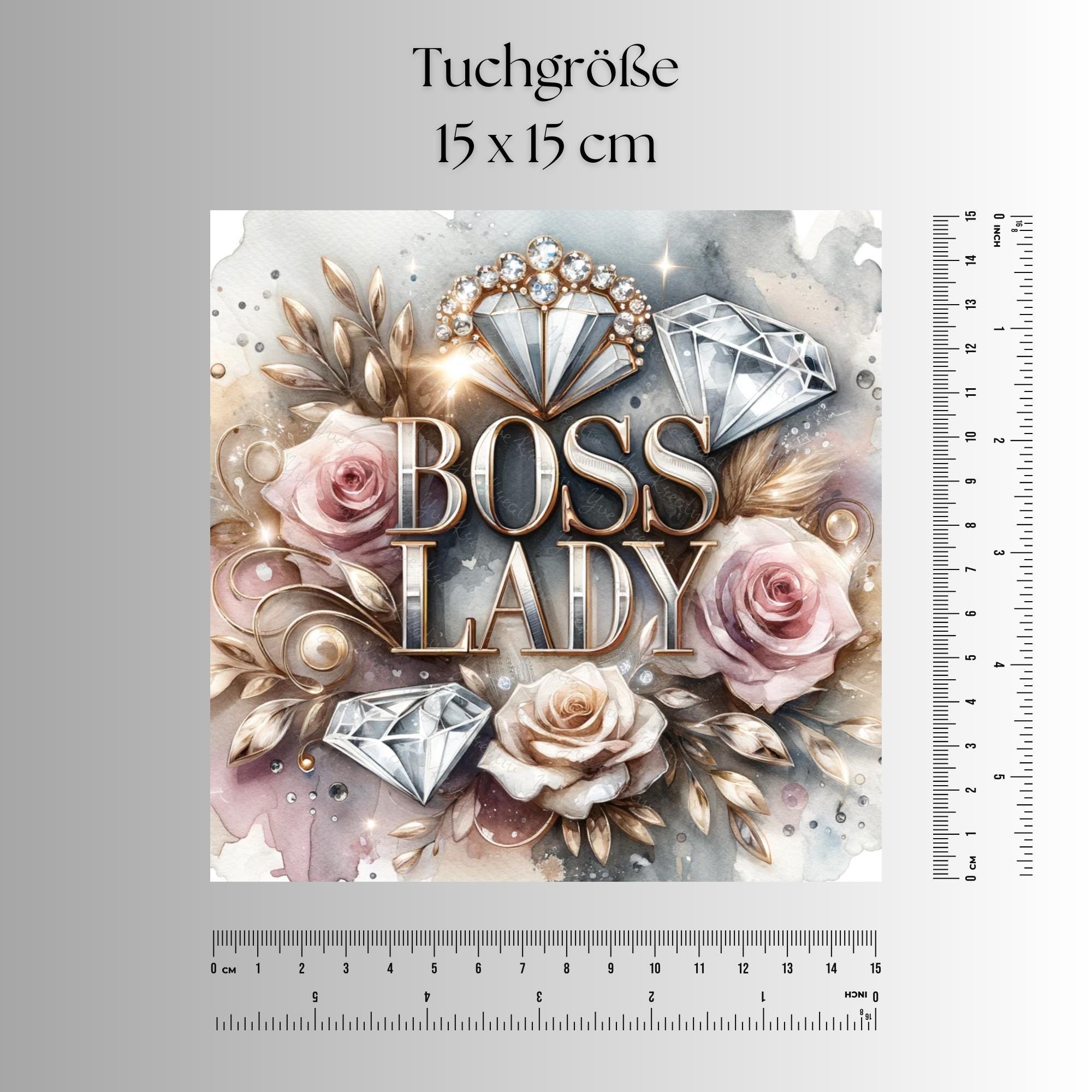 Brillenputztuch Boss Lady bedrucktes Mikrofasertuch für Brille Display Handy Sonnenbrille Größe 15x15 cm oder 20x20 cm #BE18