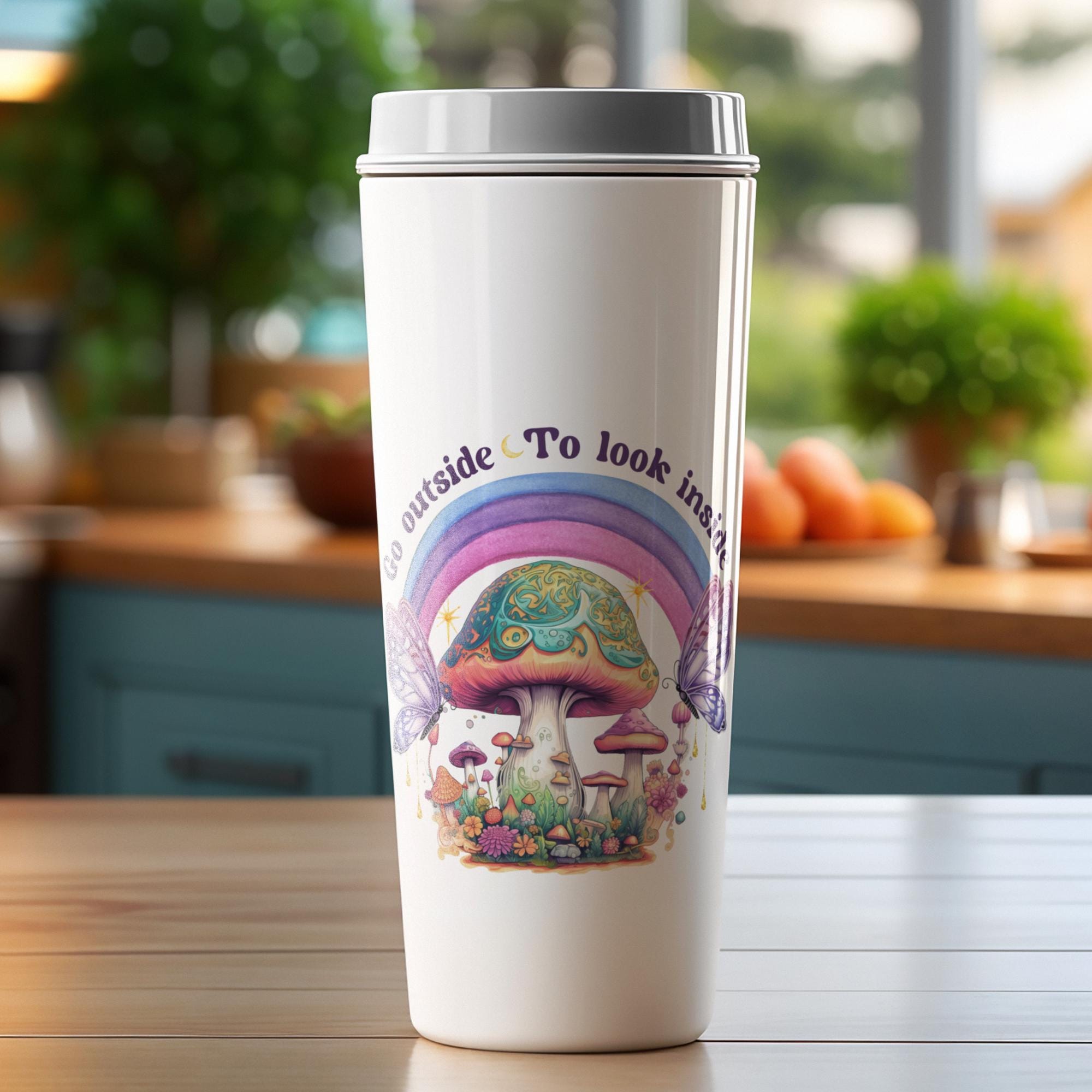 Kofferaufkleber, Geschenkaufkleber, Aufkleber Motivation, großer Pilze Regenbogen Sticker I zur Auswahl in Weiß oder Transparent  #SEG8