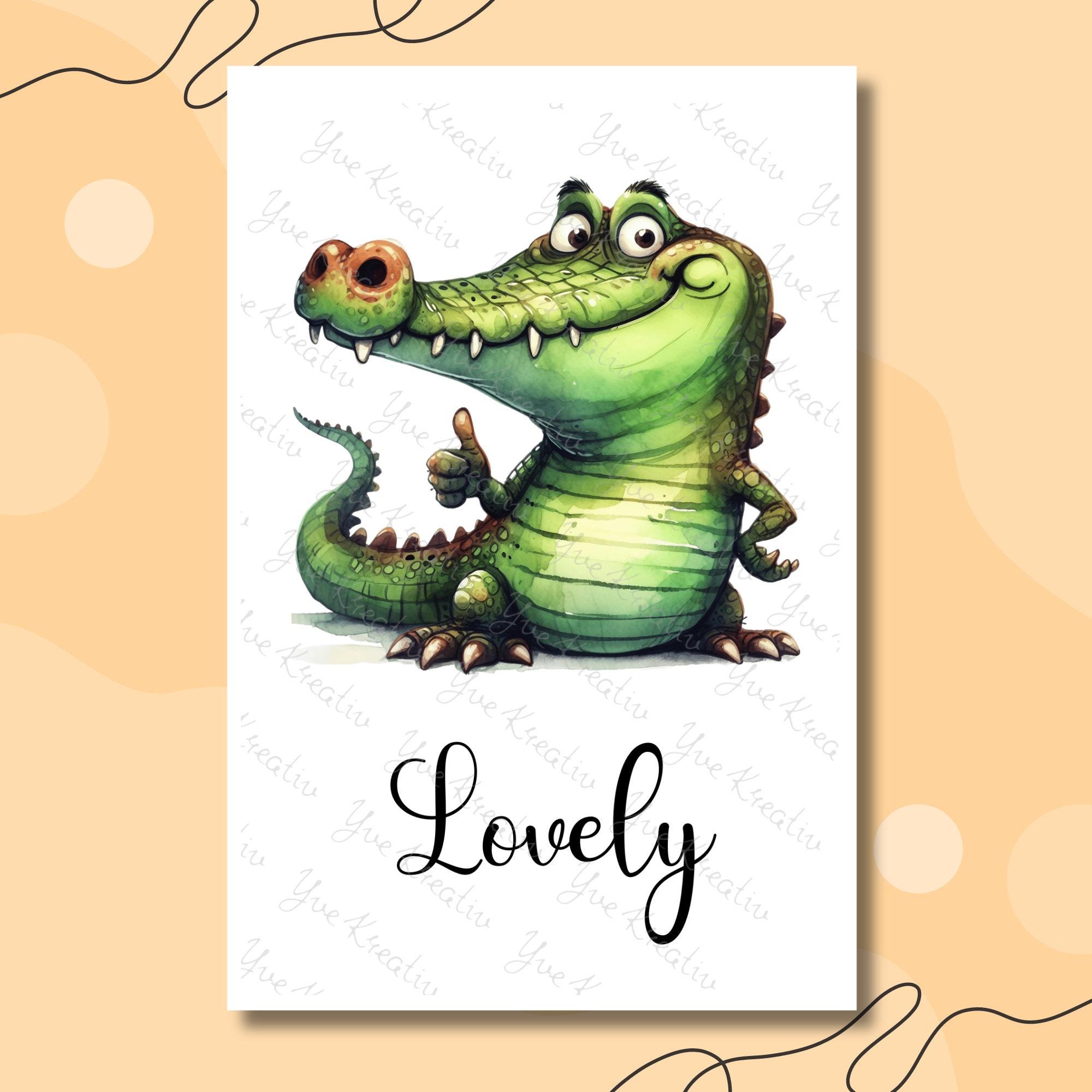 Postkarte, Grußkarte, Karte zum Geburtstag I Crazy, Funny, Lovely I Krokodil