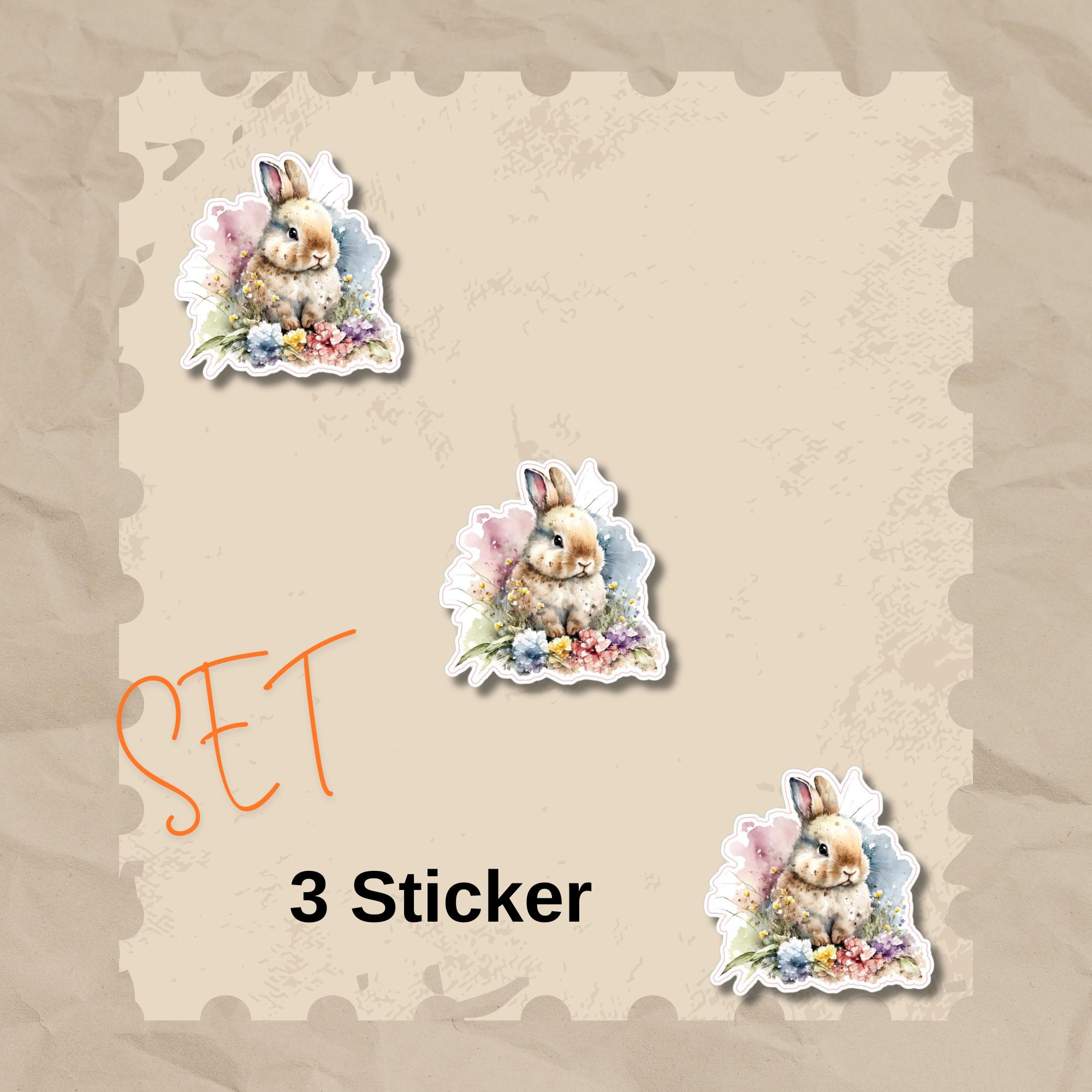Aufkleber Ostern großer 8 cm Sticker niedliches Häschen Deko Hase Geschenkaufkleber Osterhase - zur Auswahl in Weiß oder Transparent  #SEG8