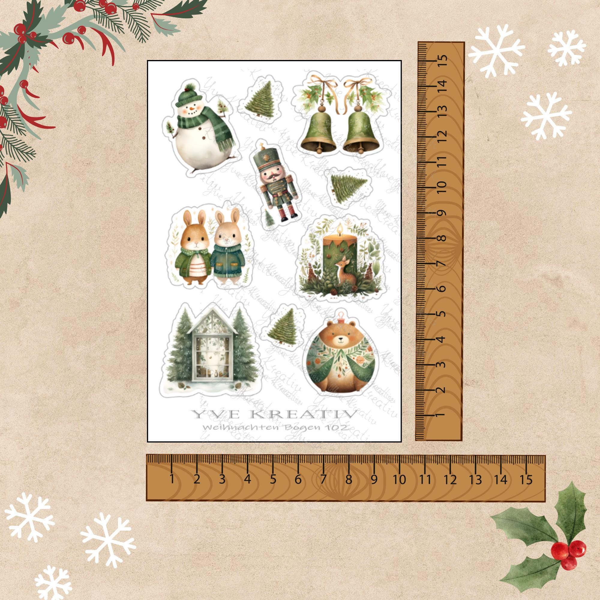 Aufkleber Weihnachtssticker Bogen | Sticker Set - 3 Stickerbogen zur Auswahl in Weiß - Transparent - Matt - Glanz  #SBA6