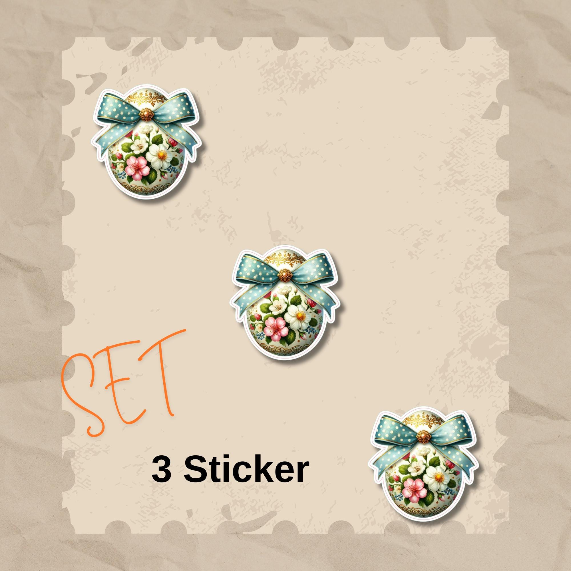 Aufkleber Ostern großer 8 cm Sticker Osterei Deko Osterfest Geschenkaufkleber Dekoei - zur Auswahl in Weiß oder Transparent  #SEG8