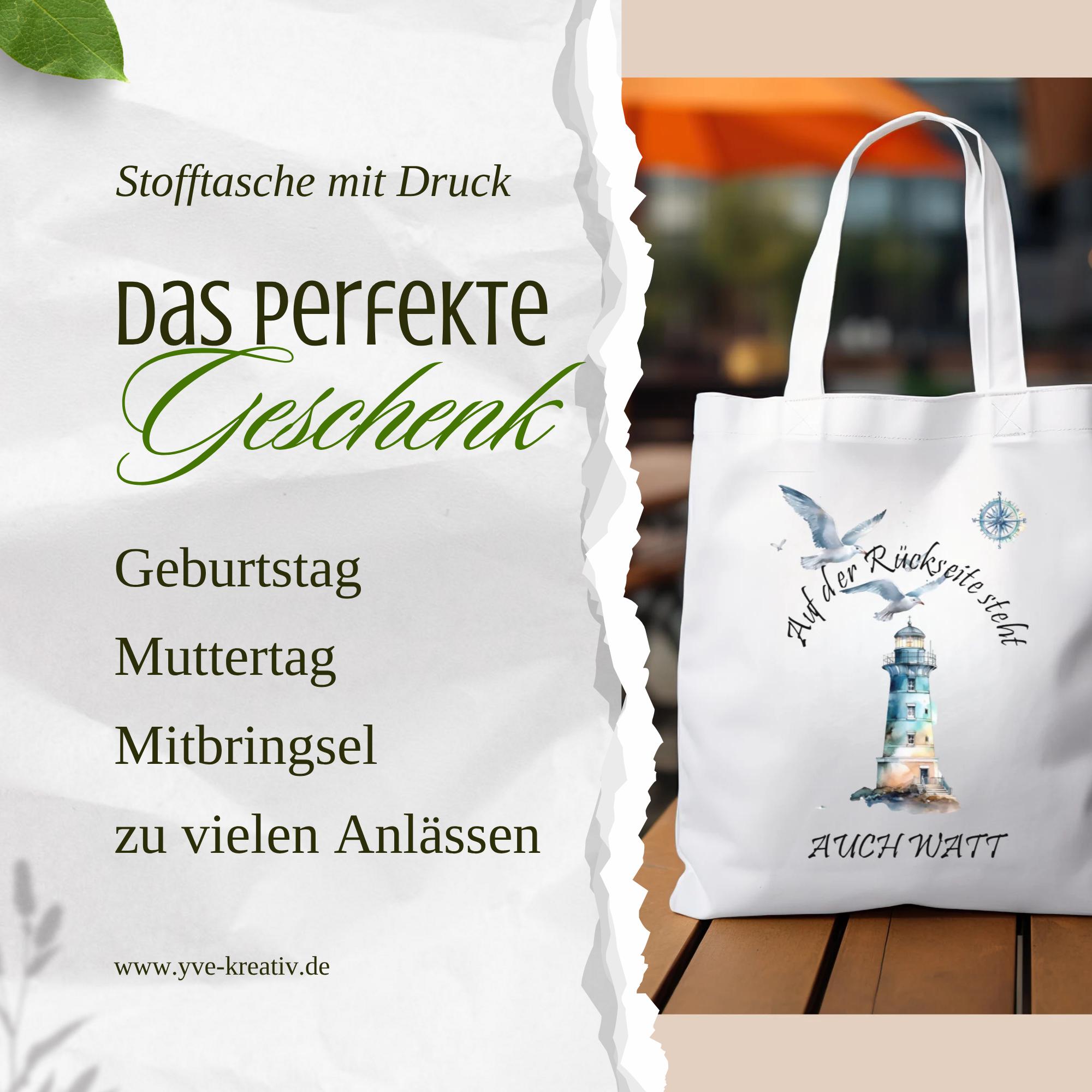Stofftasche Maritim Stoffbeutel Leuchtturm Einkaufstasche Urlaub Tragetasche Reise Urlaubstasche Reisegeschenk beidseitig bedruckt #STSUB