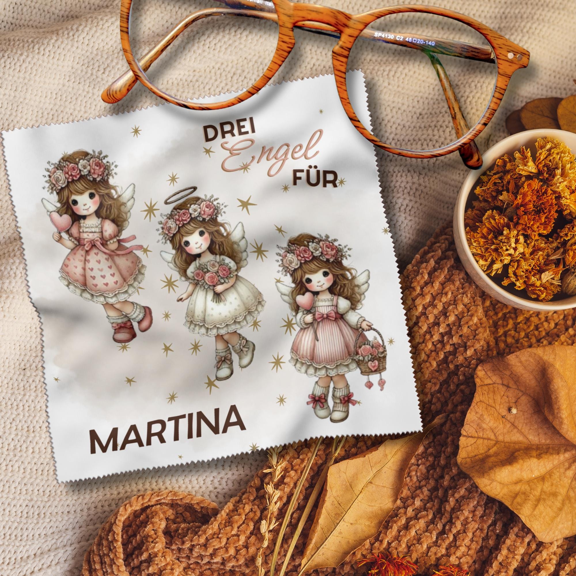 Brillenputztuch mit Namen Mitbringsel Freundin Engel Geschenk Geburtstag Mama bedrucktes Mikrofasertuch für Brillen Tuch Displays #FA24P