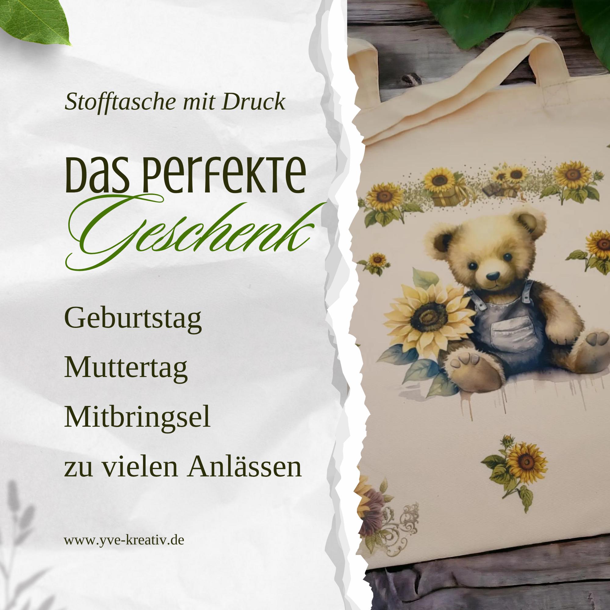 Stofftasche Stoffbeutel Teddy Bär Sonnenblume Einkaufstasche Tasche Geschenk Geburtstag Mitbringsel Sommer Garten #1774665282 Stofftasche Stoffbeutel Teddy Bär Sonnenblume Einkaufstasche Tasche Geschenk Geburtstag Mitbringsel Sommer Garten #1774665282