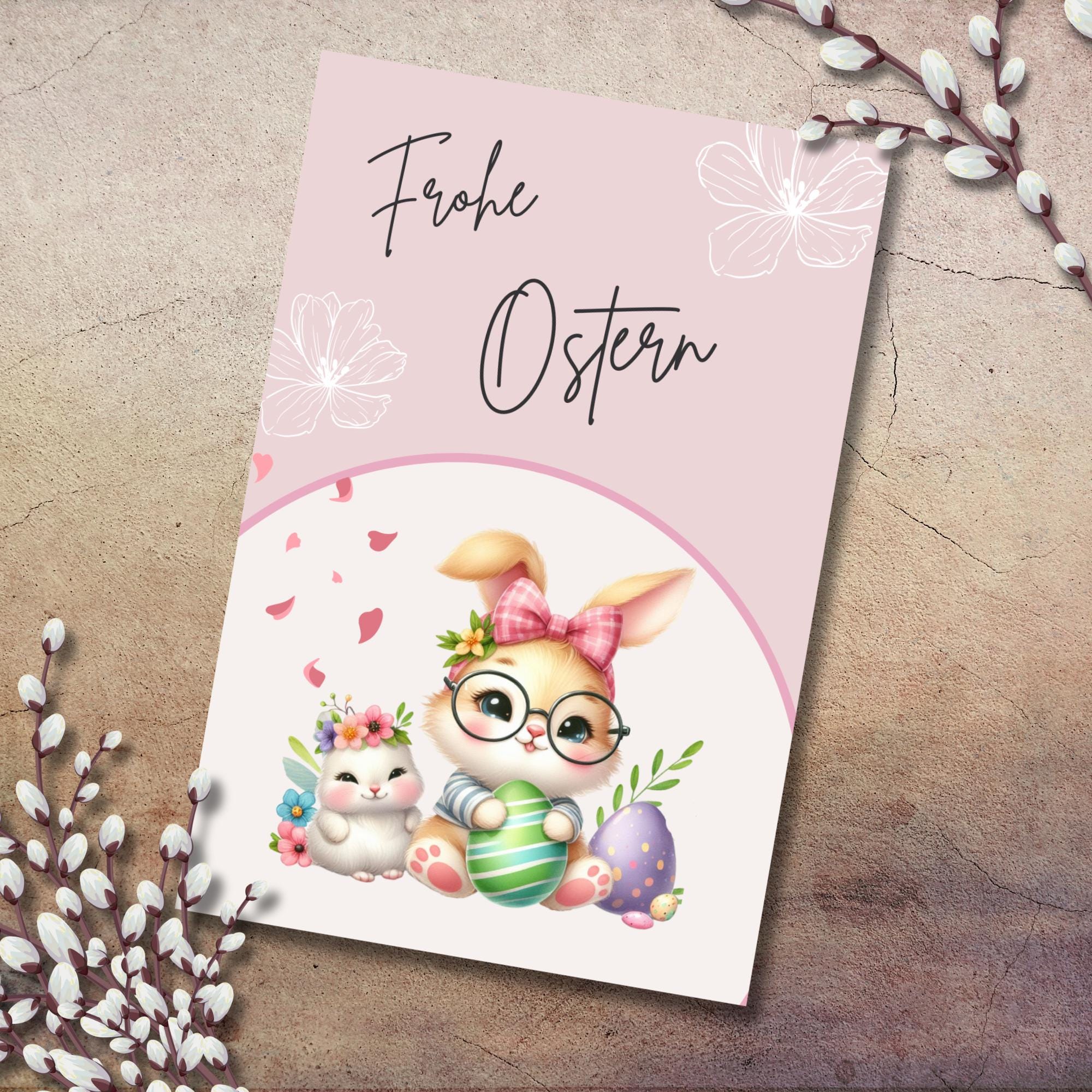Karte zu Ostern, Postkarte, Glückwunschkarte, Grußkarte, Geschenkkarte auf DIN A6 Karte mit Glanzoberfläche #PHO