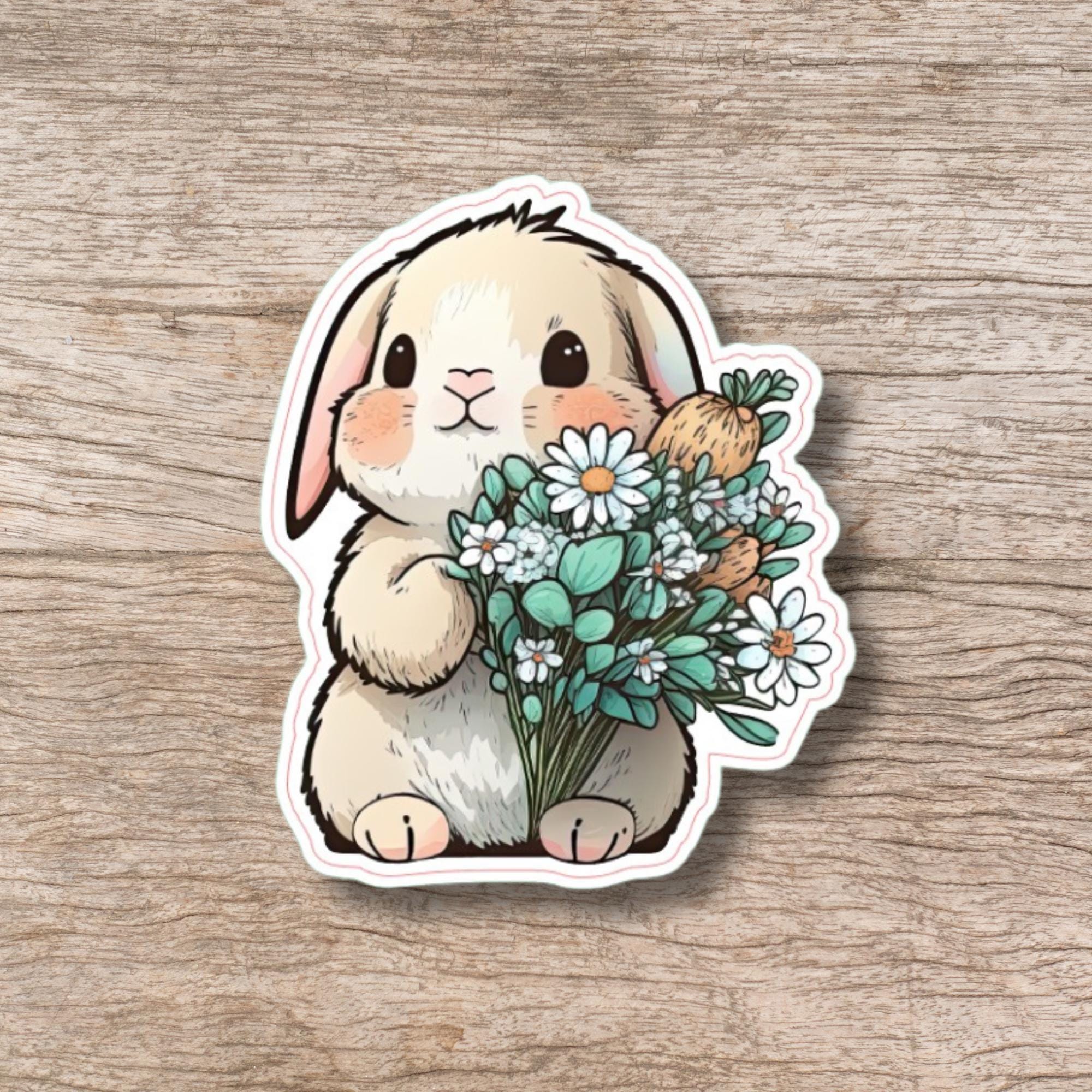 Aufkleber Ostern großer 8 cm Sticker niedliches Häschen Deko Hase Geschenkaufkleber Osterhase - zur Auswahl in Weiß oder Transparent  #SEG8