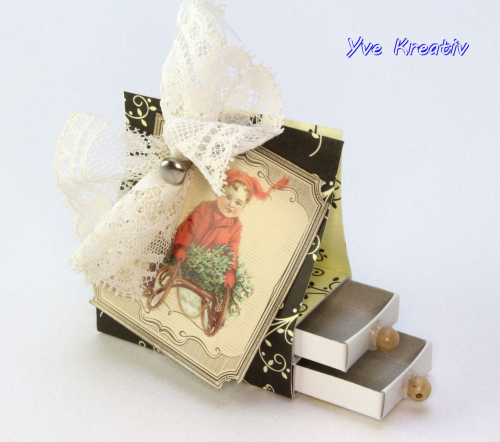 Kleine doppelt Schachtel, verzierte Streichholzschachtel als originelle Geschenkverpackung für Geld, Gutscheine und mehr