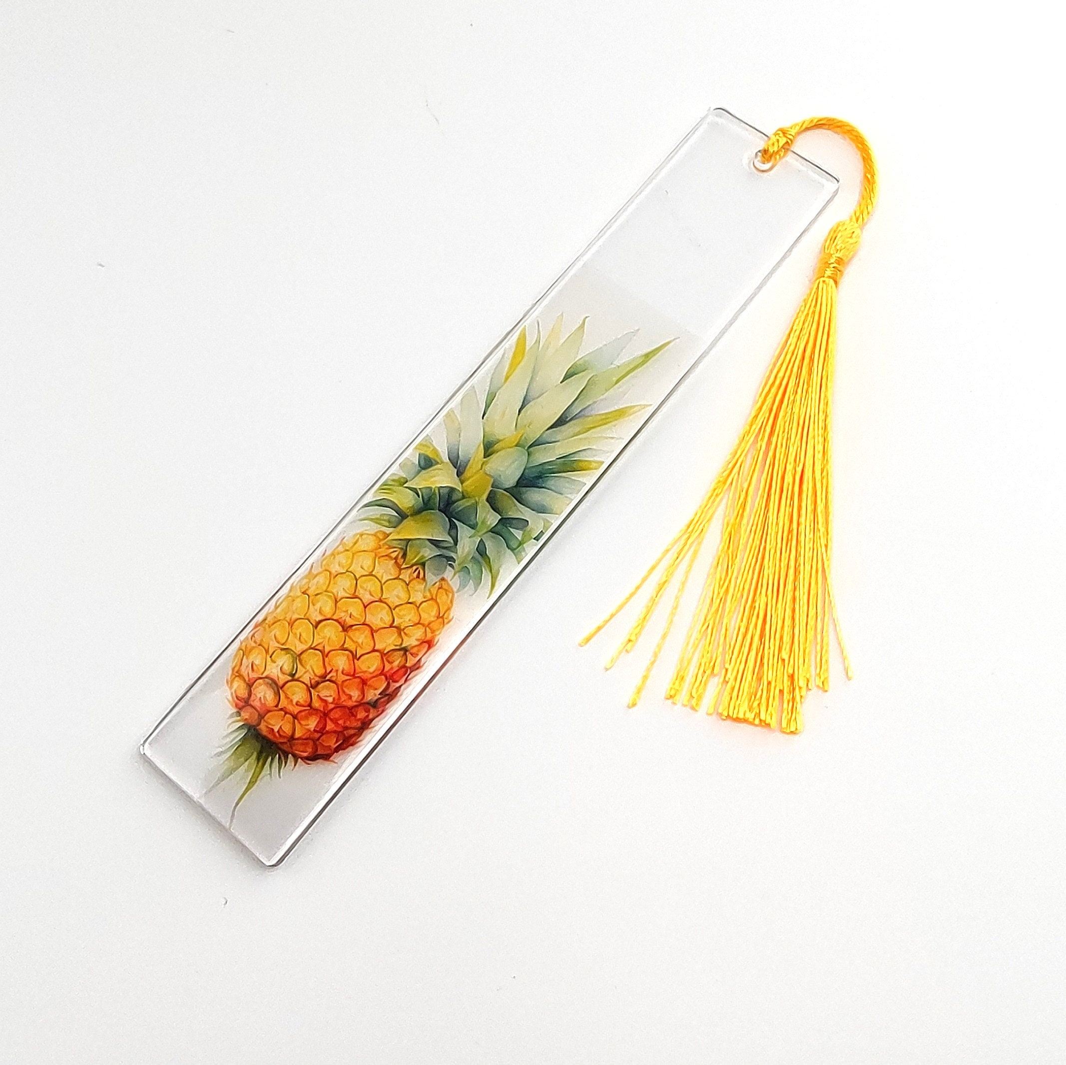 Lesezeichen aus Epoxidharz durchsichtig - Motiv Ananas