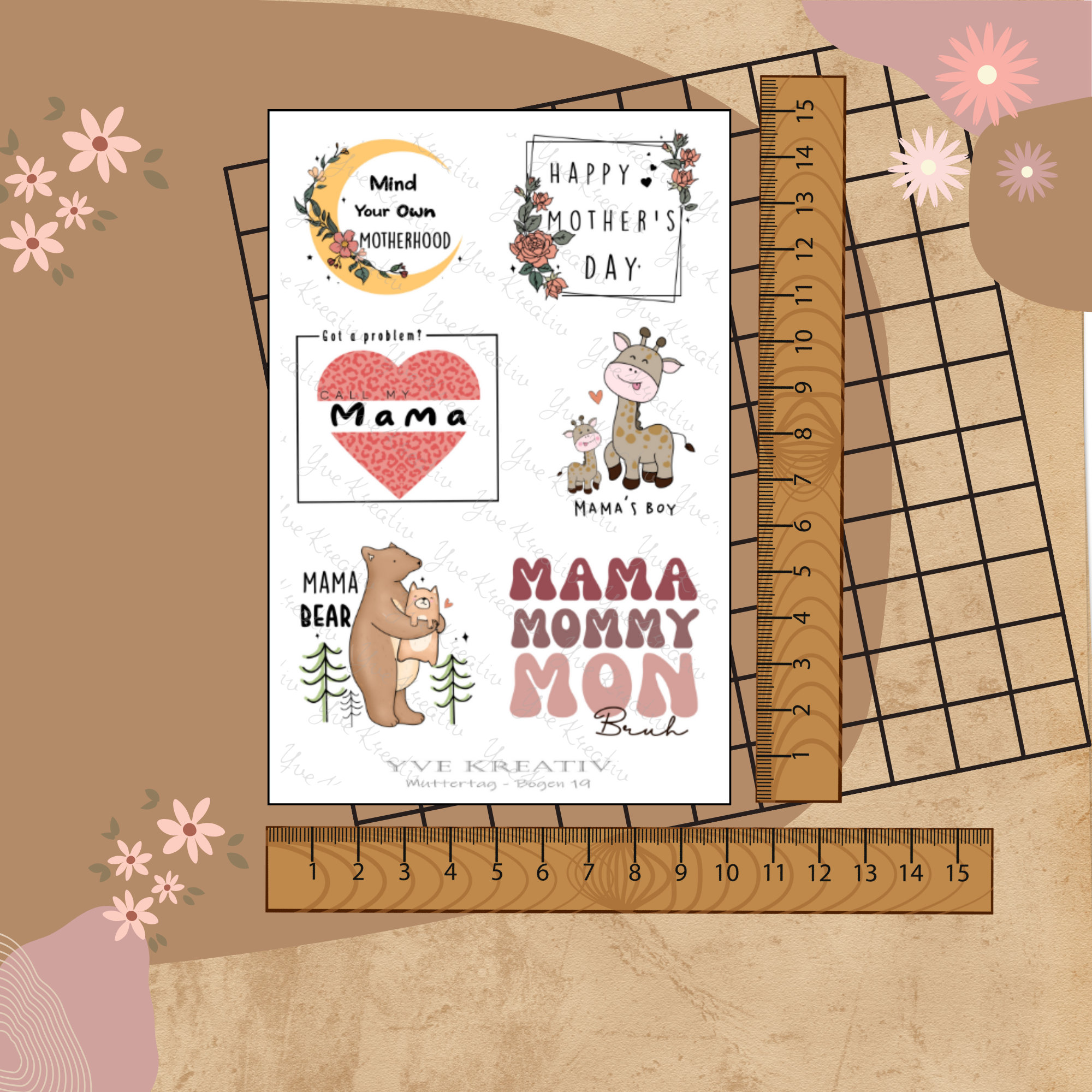 Sticker Bogen " Muttertag Best Mom " | Sticker Set - Aufkleber 3 Stickerbogen zur Auswahl in Weiß - Transparent - Matt - Glanz