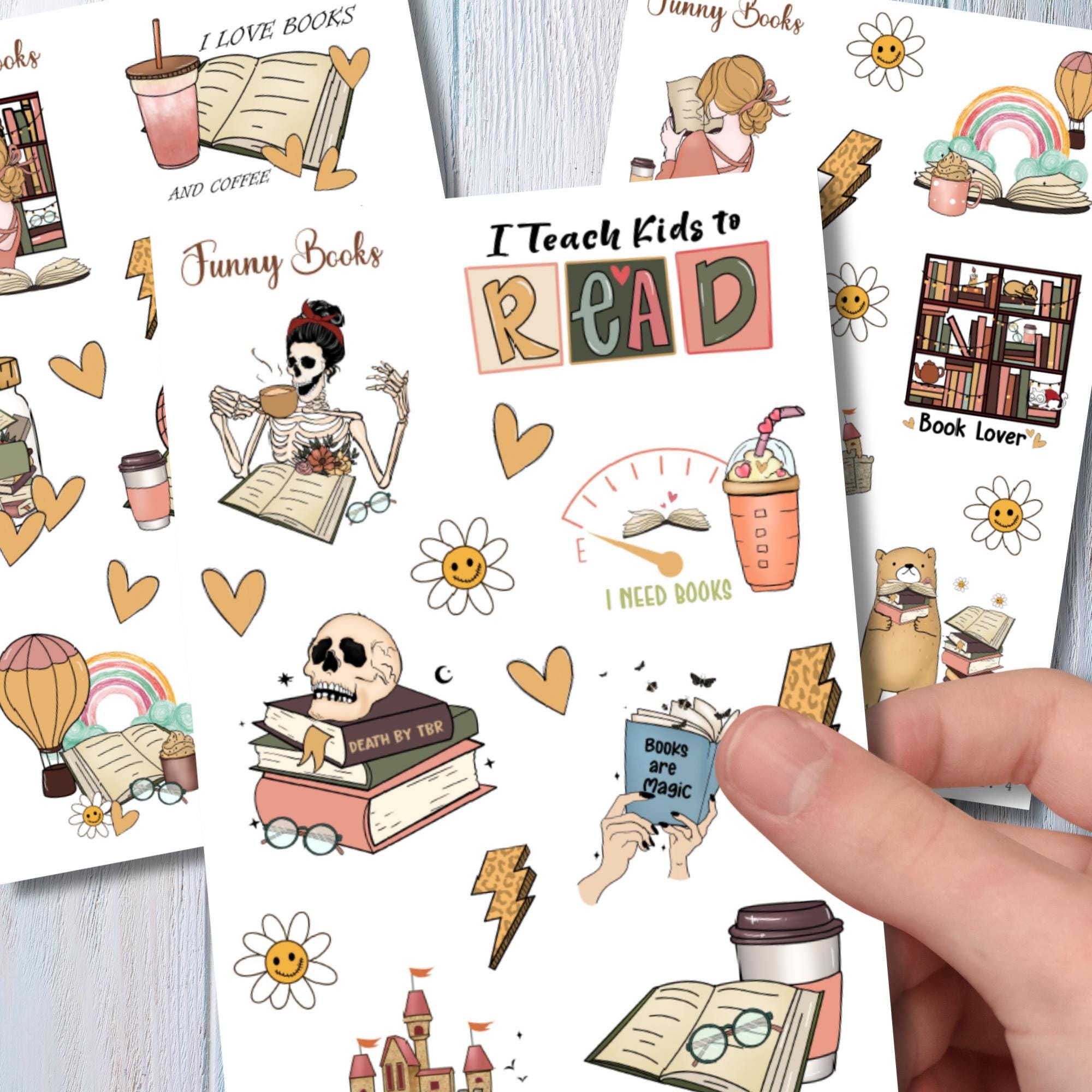 Aufkleber Love Books Stickerbogen Bücher für Leseratten Sticker Set - 3 Bögen zur Auswahl in Weiß - Transparent - Matt - Glanz  #SBA6
