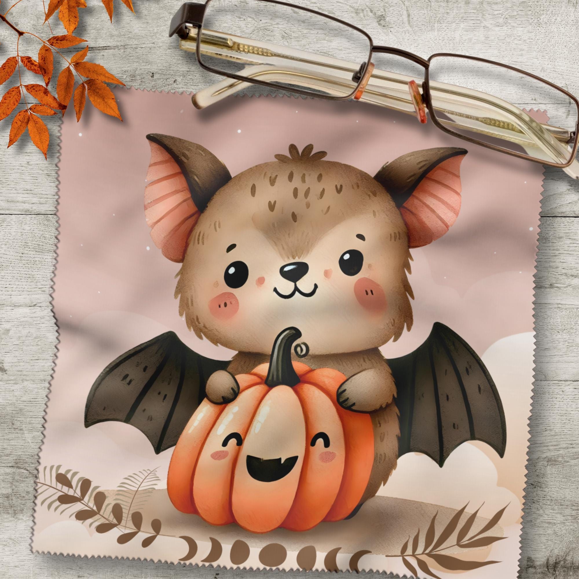 Brillenputztuch Fledermaus bedrucktes Mikrofasertuch für Sonnenbrille Displays Handy niedliches Geschenk Halloween Mitbringsel #TI165