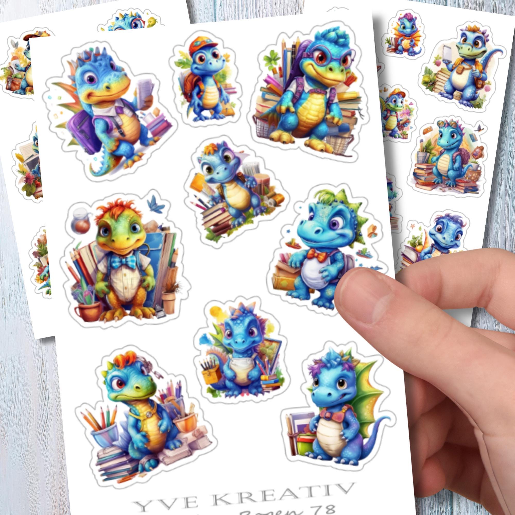 Sticker Bogen Dinos Aufkleber Schule Einschulung Dinosaurier | Set - 3 Stickerbogen zur Auswahl in Weiß - Transparent #SBA6