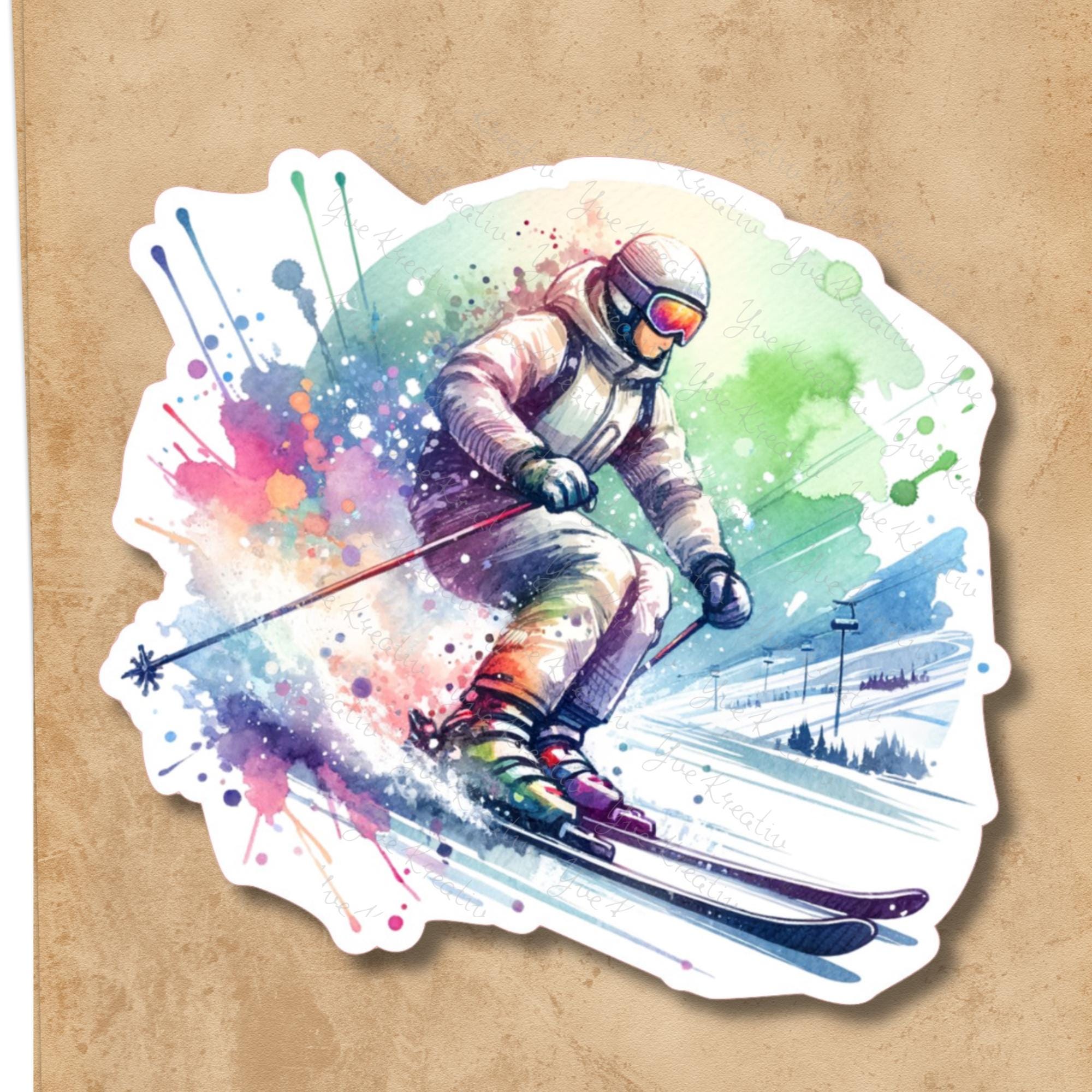 Kofferaufkleber, Aufkleber, Reiseaufkleber für Skiurlaub, großer Koffer Sticker  - 3 Aufkleber zur Auswahl in Weiß oder Transparent  #SEG8