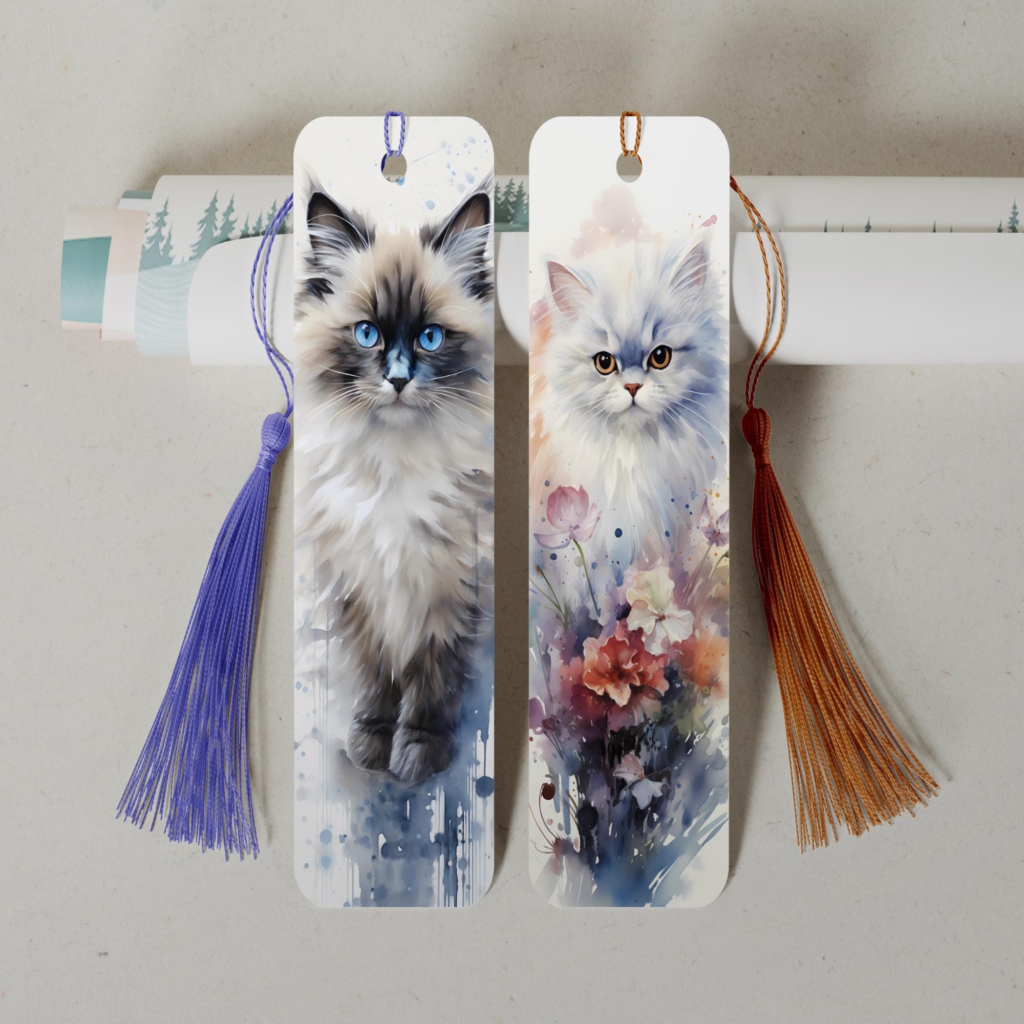 Lesezeichen aus Aluminium Geschenk zum Geburtstag Buchgeschenk "Motiv Katze" Bookmark - 2 Motive zur Auswahl  #LEALU