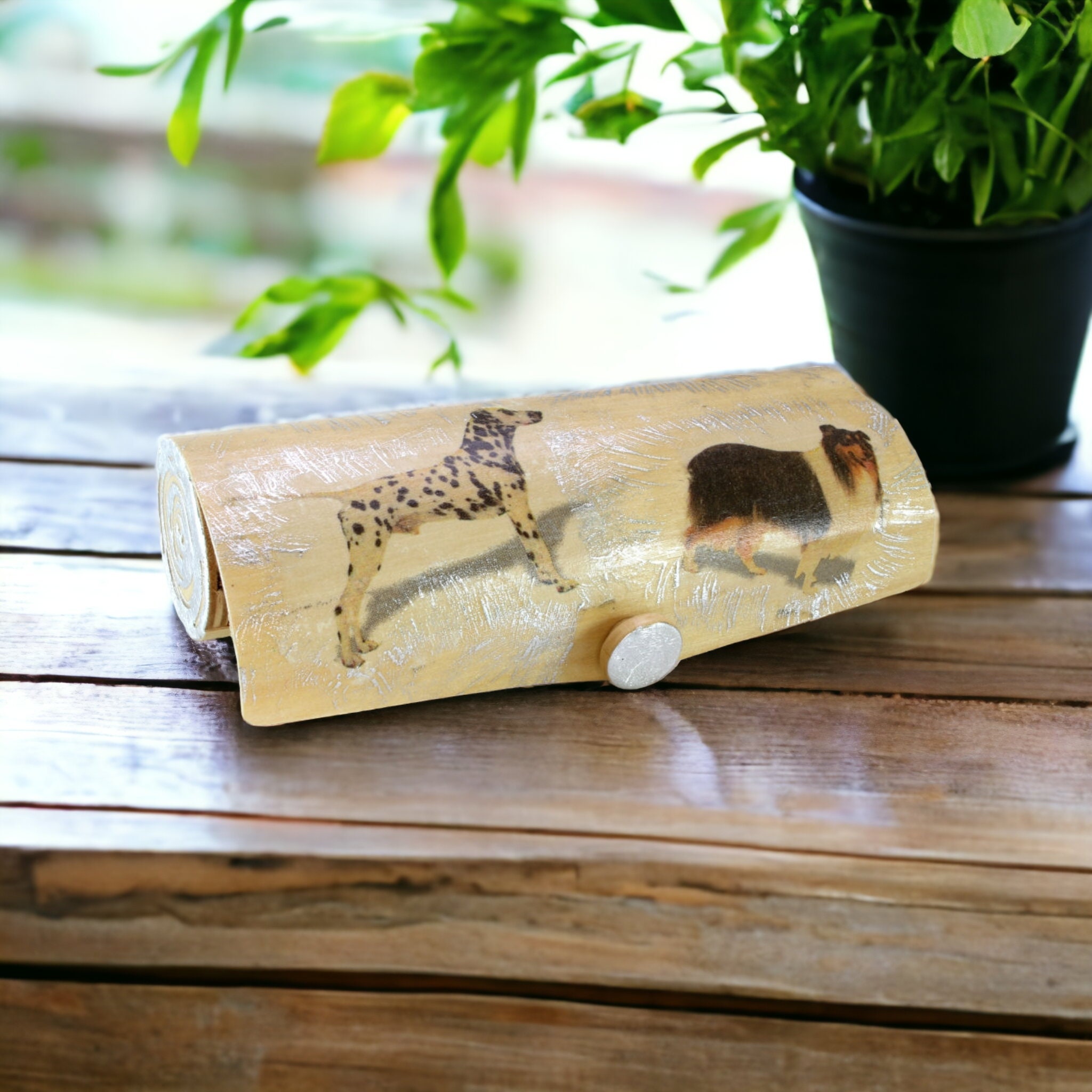 Holz-Etui für Lesebrille oder als Federmäppchen „ Hund / Hunde „  - Aufbewahrung