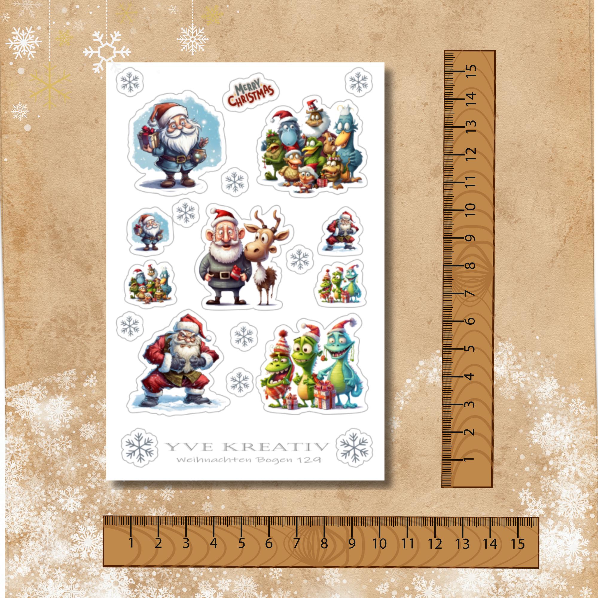 Aufkleber, Weihnachten, Crazy Christmas, Sticker - 2 Stickerbogen zur Auswahl in Weiß - Transparent - Matt - Glanz  #SBA6