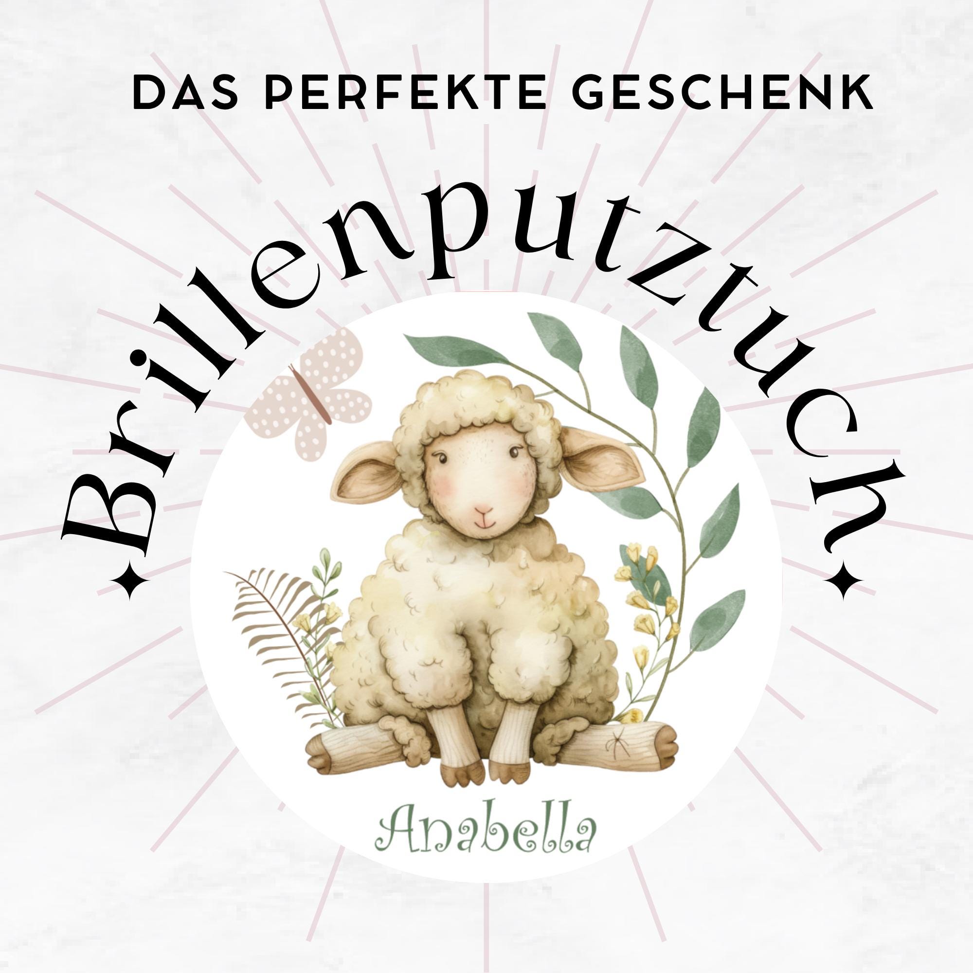 Brillenputztuch personalisiertes Geschenk für Sie bedrucktes Mikrofasertuch für Brillen Displays Schaf Mitbringsel mit Namen #TI38P