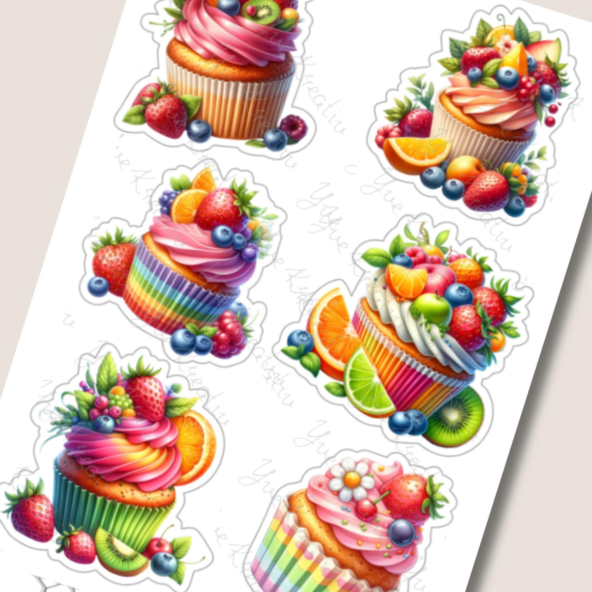 Aufkleber Cupcake Sticker Muffin Sommer | Sticker Bogen Set - 3 Stickerbogen zur Auswahl in Weiß - Transparent - Matt - Glanz #SBA6 Aufkleber Cupcake Sticker Muffin Sommer | Sticker Bogen Set - 3 Stickerbogen zur Auswahl in Weiß - Transparent - Matt - Glanz #SBA6