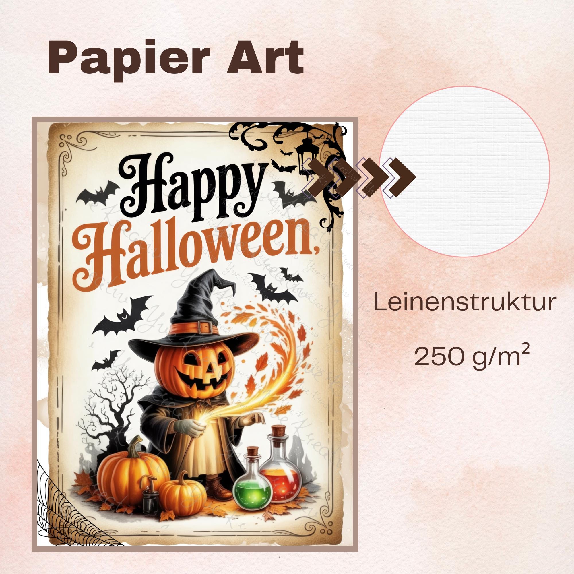 Postkarte Halloween Glückwunschkarte Herbst Grußkarte Geschenkkarte Karte zu Halloween Leinenstruktur Karte A6 #PH1abc