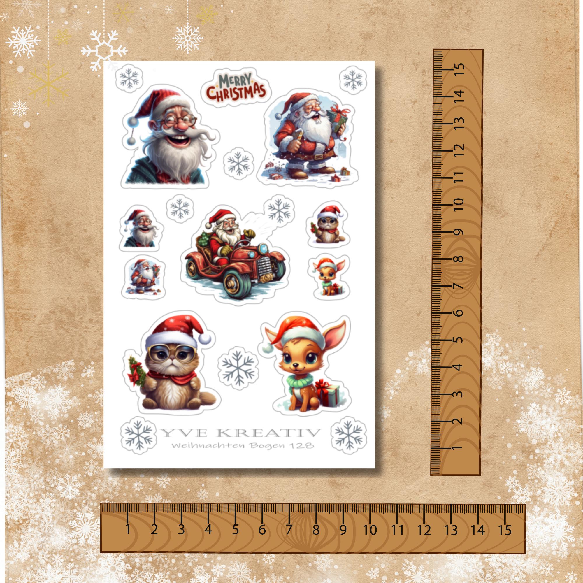 Aufkleber, Weihnachten, Crazy Christmas, Sticker - 2 Stickerbogen zur Auswahl in Weiß - Transparent - Matt - Glanz  #SBA6