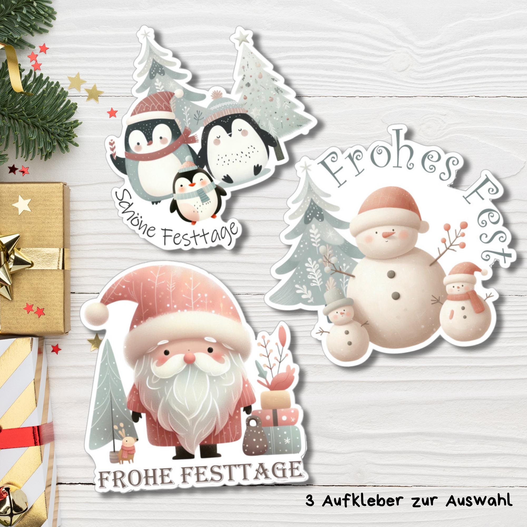 Aufkleber, große Sticker zu Weihnachten und Advent - 3 Aufkleber zur Auswahl in Weiß oder Transparent #SEG8 Aufkleber, große Sticker zu Weihnachten und Advent - 3 Aufkleber zur Auswahl in Weiß oder Transparent #SEG8