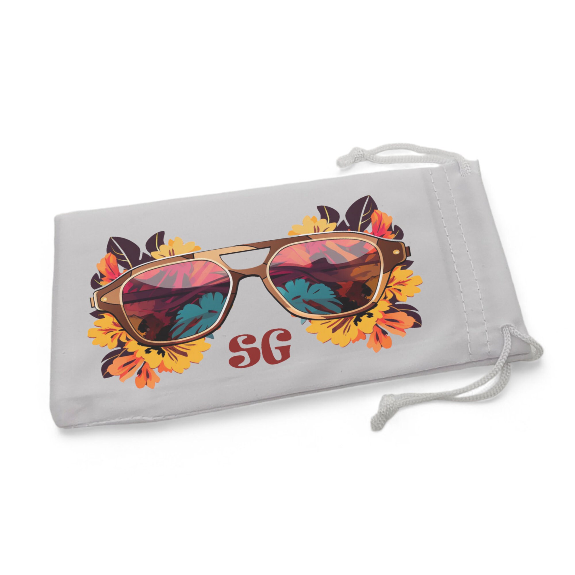 Brillenetui personalisiert mit Initialen, Tasche für Brillen, Brillentasche, Microfasertasche, Stoff Etui, Sonnenbrillen Hülle  #BE