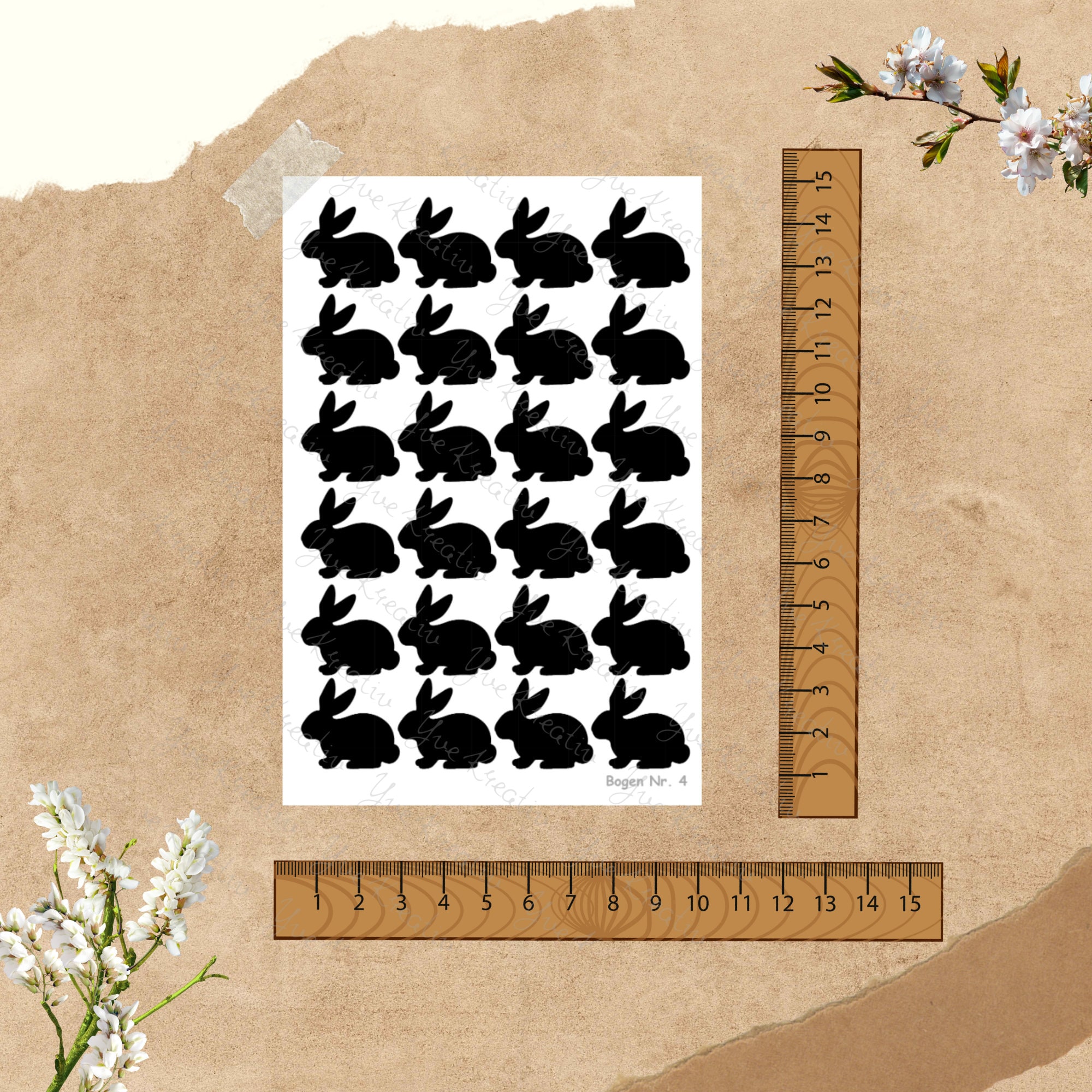Sticker Bogen - Ostern Hase | 24 Sticker pro Bogen - Journal Sticker - Aufkleber 3 Stickerbogen zur Auswahl I Farbe wählbar