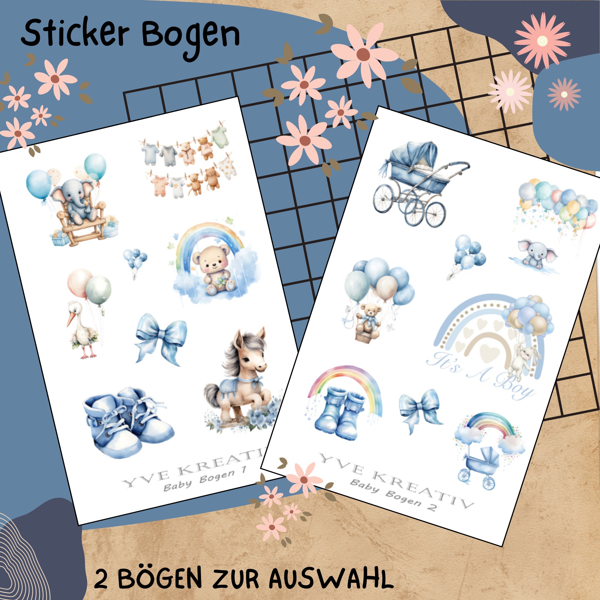2 Stickerbogen SET Baby Boy Aufkleber Babyparty Sticker Geburt | Sticker Set zur Auswahl in Weiß - Transparent - Matt - Glanz #SBA6 2 Stickerbogen SET Baby Boy Aufkleber Babyparty Sticker Geburt | Sticker Set zur Auswahl in Weiß - Transparent - Matt - Glanz #SBA6