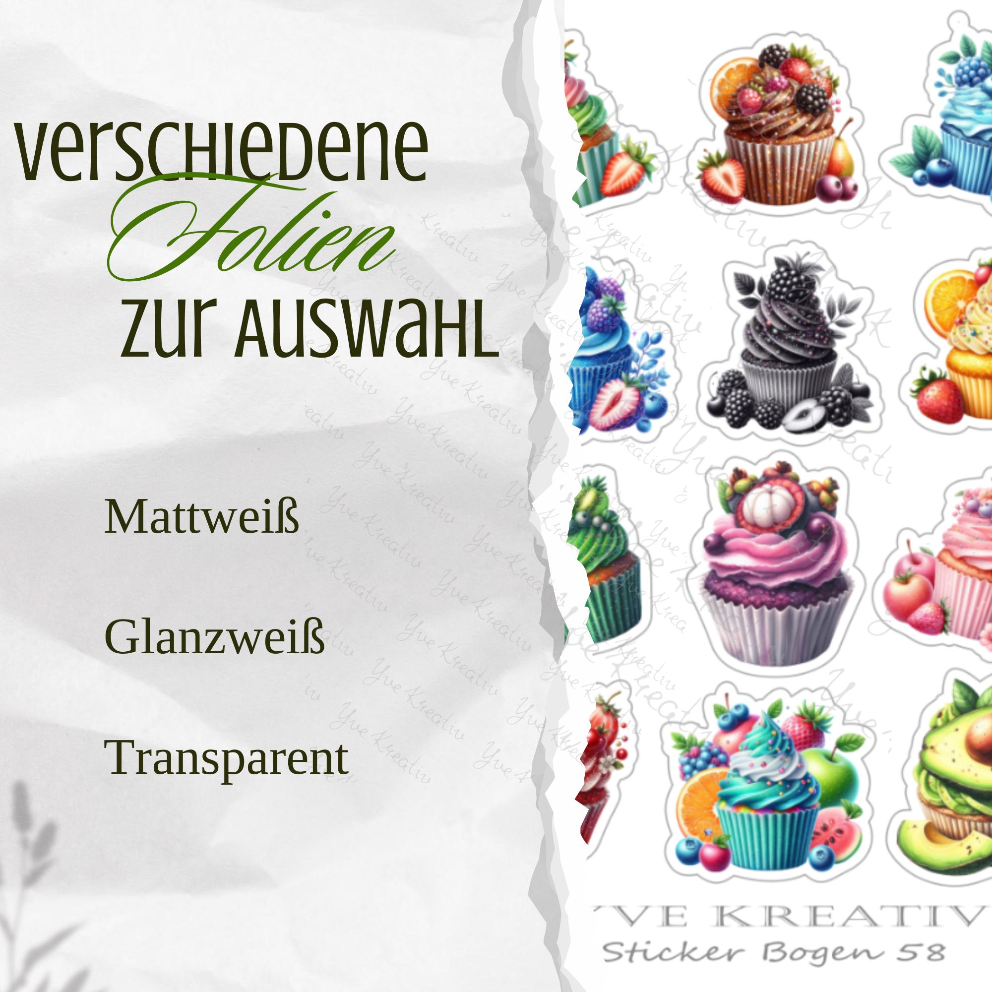 Aufkleber Cupcake Sommer Sticker Bogen Früchte Muffin Stickerbogen 3 Bögen zur Auswahl in Weiß - Transparent - Matt - Glanz #SBA6 Aufkleber Cupcake Sommer Sticker Bogen Früchte Muffin Stickerbogen 3 Bögen zur Auswahl in Weiß - Transparent - Matt - Glanz #SBA6