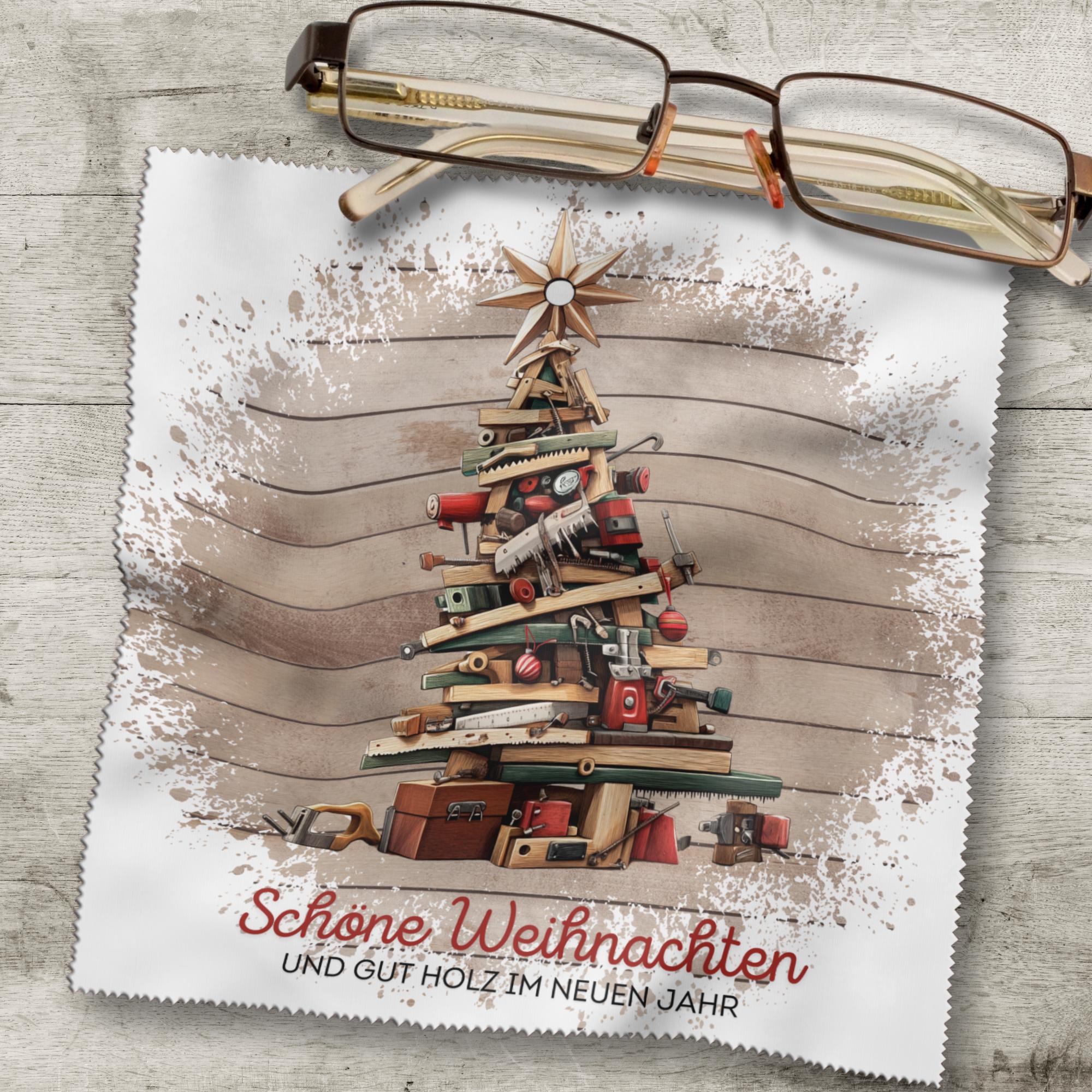 Brillenputztuch Tannenbaum Weihnachten Wichtelgeschenk Schreiner Geschenk bedrucktes Mikrofasertuch für Brillen Display Handy #WE15