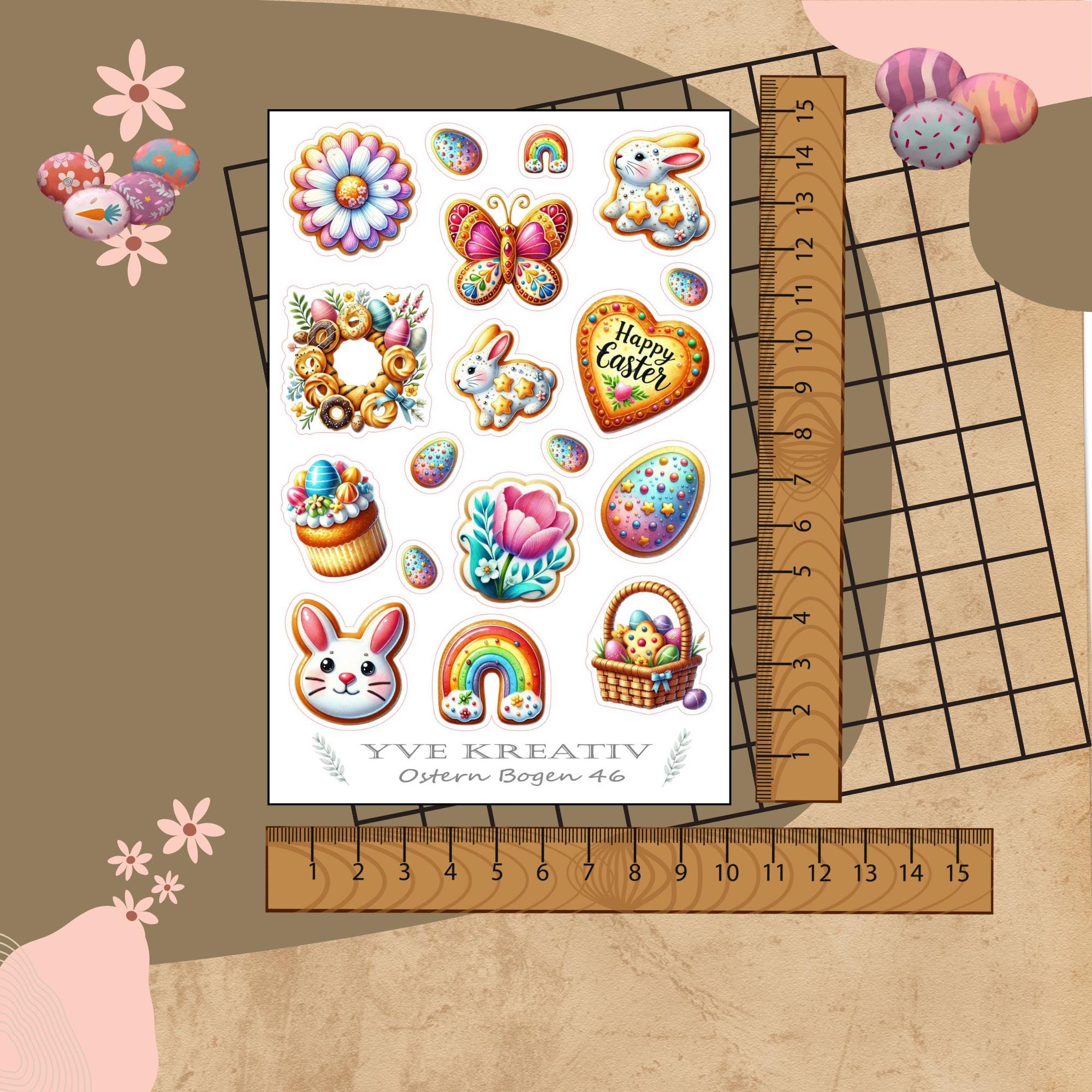 Sticker Bogen Aufkleber "Ostern"  Sticker Set - Aufkleberbogen - 3 Stickerbogen zur Auswahl in Weiß - Transparent - Matt - Glanz #SBA6