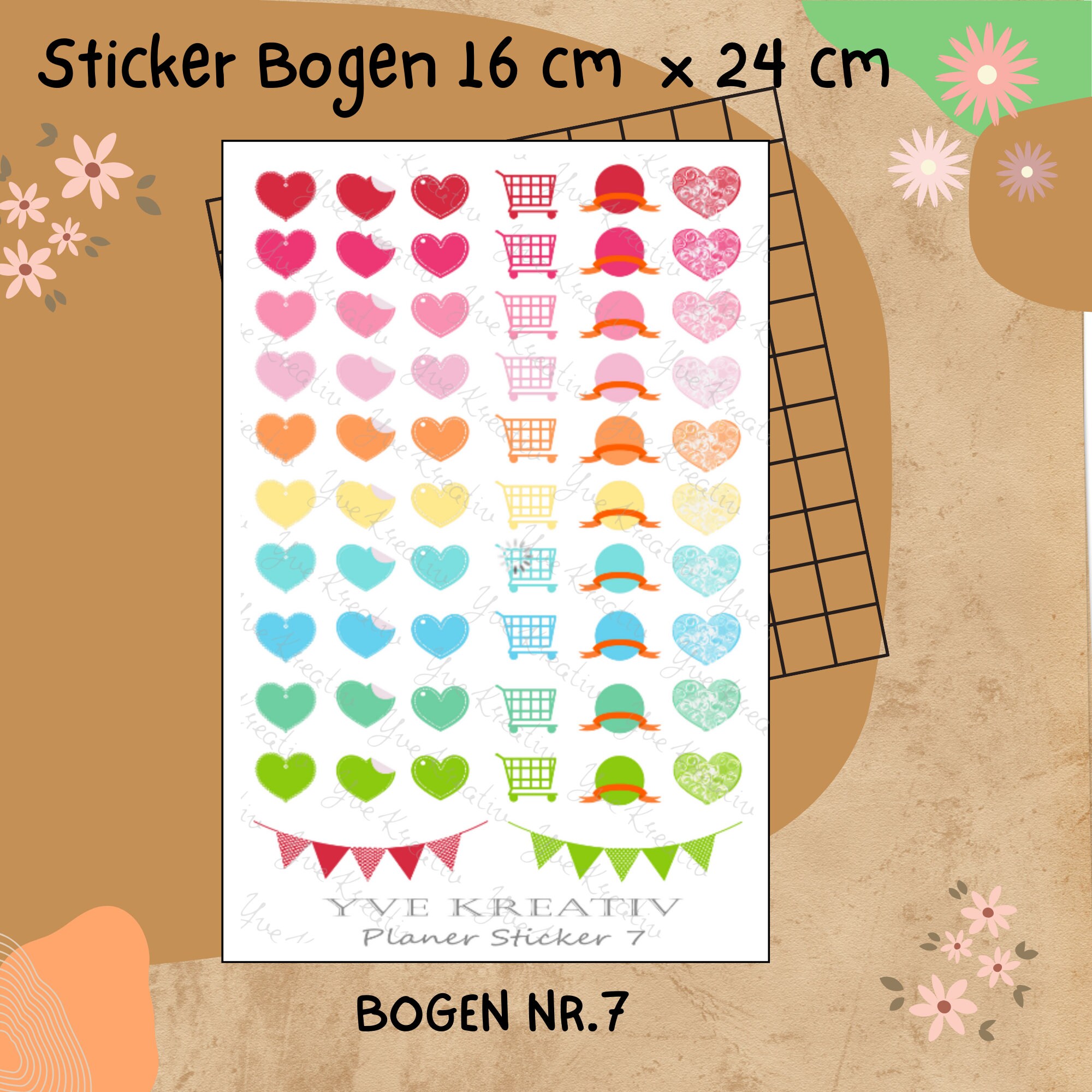 Sticker Planer 60 Aufkleber Sticker Bogen Set Stickerbogen  -  Wochenplaner Kalender Bullet Journaling  #SBA5