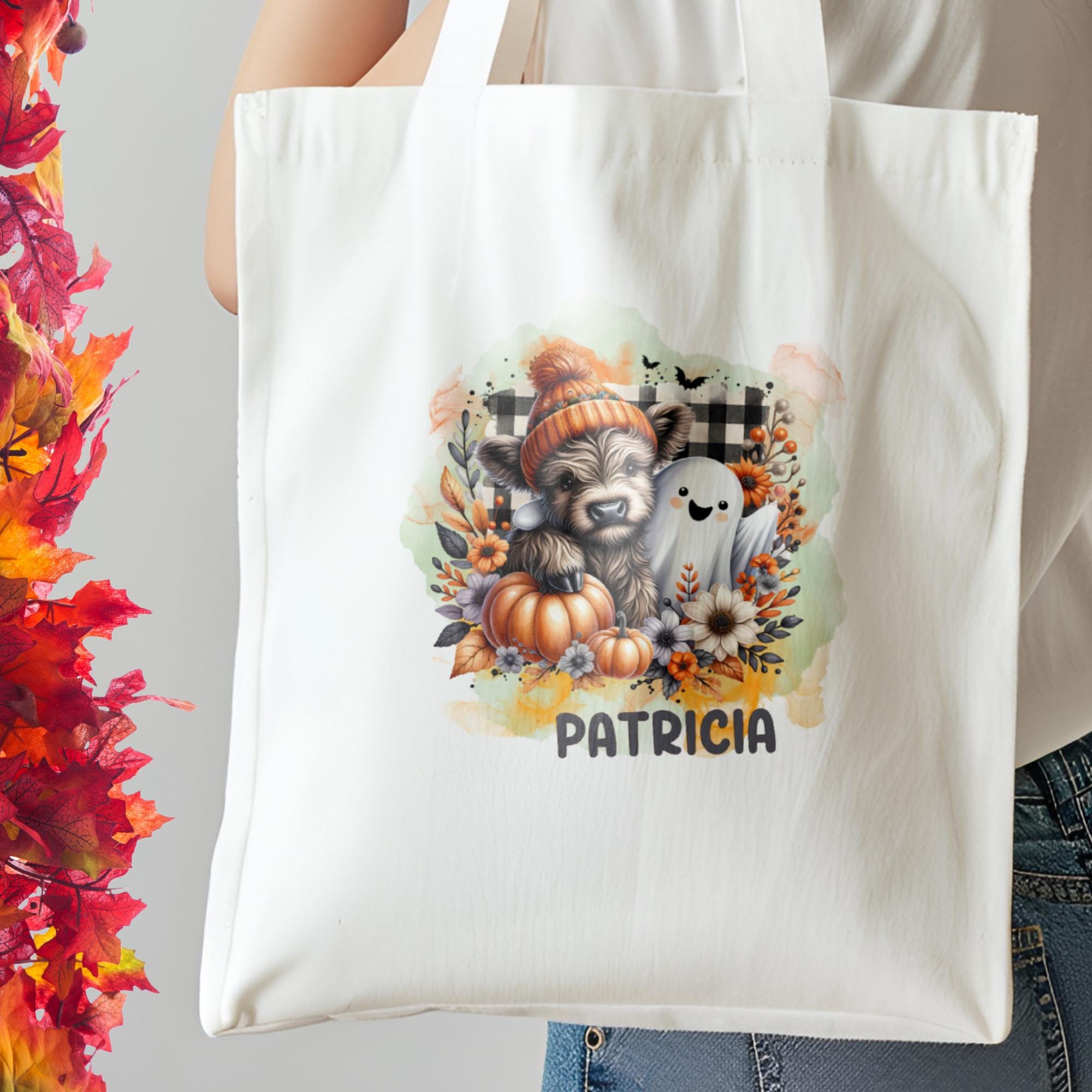 Stofftasche personalisierbar, Stoffbeutel, Einkaufstasche, Tasche zu Halloween oder als individuelles Geschenk zum Herbst  #STSUB