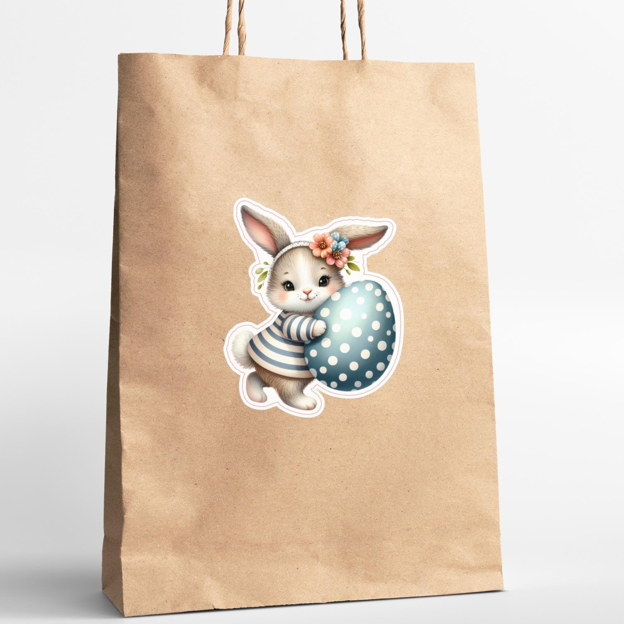 Aufkleber Ostern großer 8 cm Sticker niedliches Häschen Deko Hase Geschenkaufkleber Osterhase - zur Auswahl in Weiß oder Transparent  #SEG8