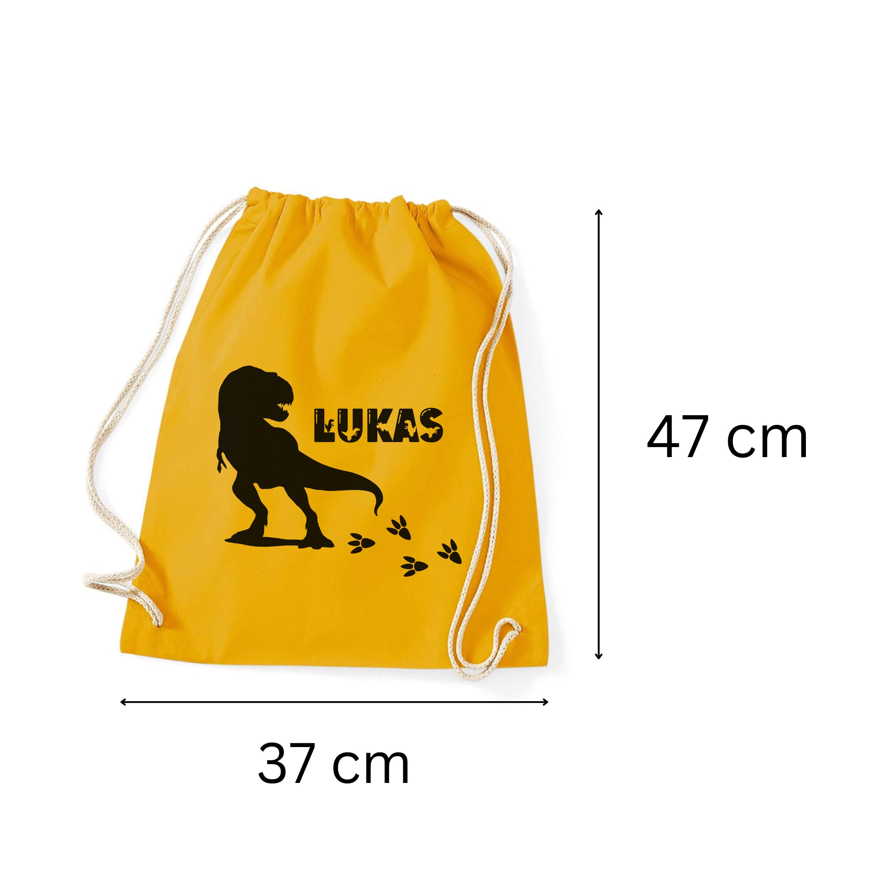 Personalisierter Turnbeutel "Dino" mit Namen zum Zuziehen | Jungen & Mädchen | Zuziehbeutel Stoffbeutel Sporttasche