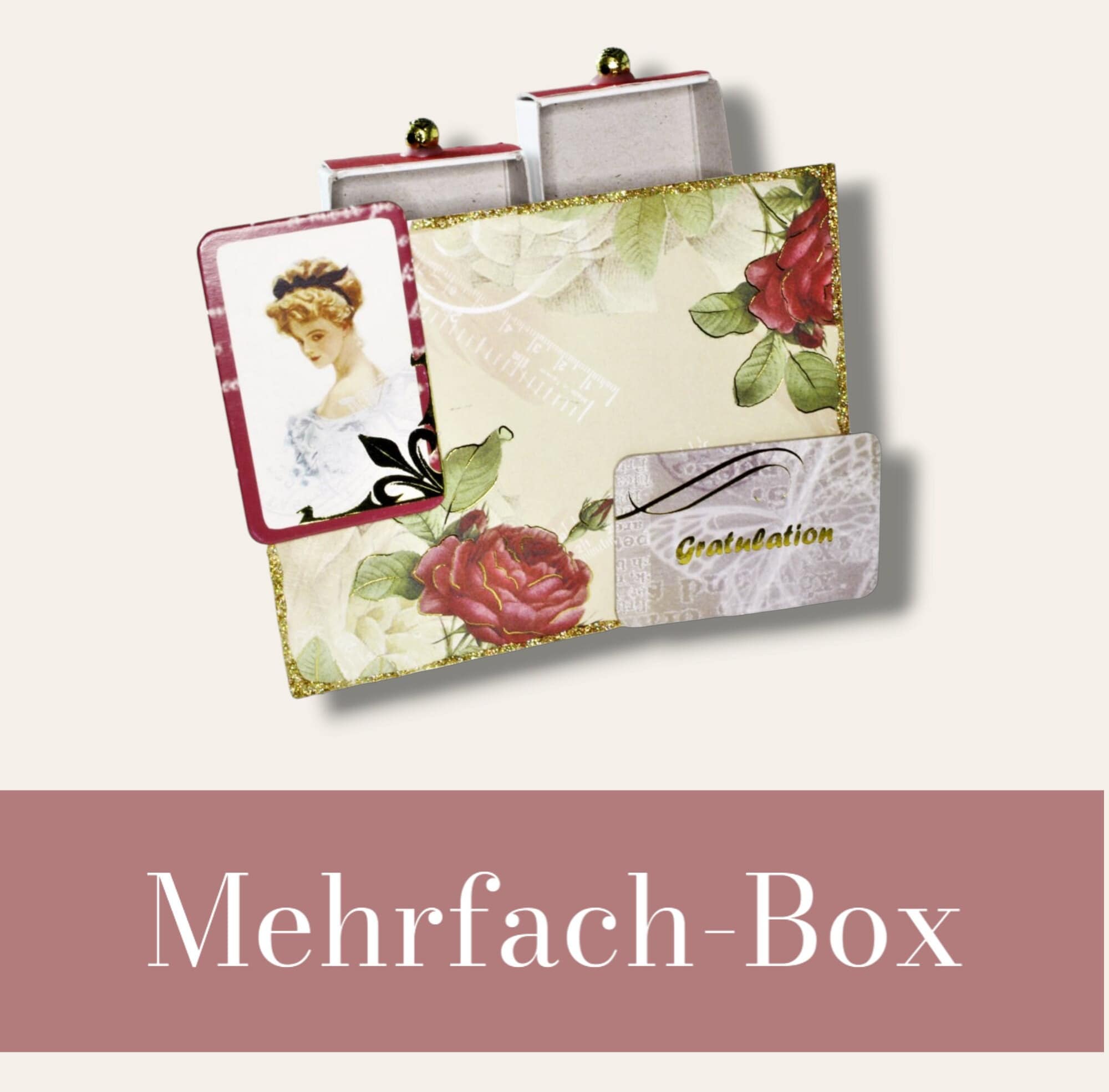 Kleine doppelt Schachtel, verzierte Streichholzschachtel als originelle Geschenkverpackung für Geld, Gutscheine und mehr