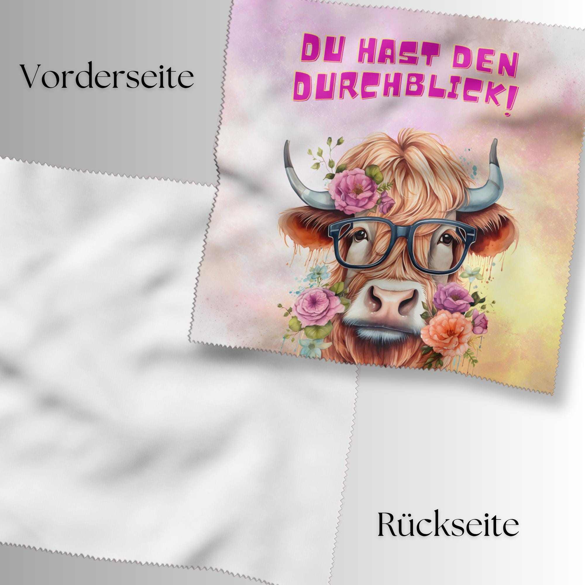 Brillenputztuch Kuh Durchblick bedrucktes Mikrofasertuch für Brille Sonnenbrille Reinigungstuch Handy Bildschirm Kamera Objektiv #TI150