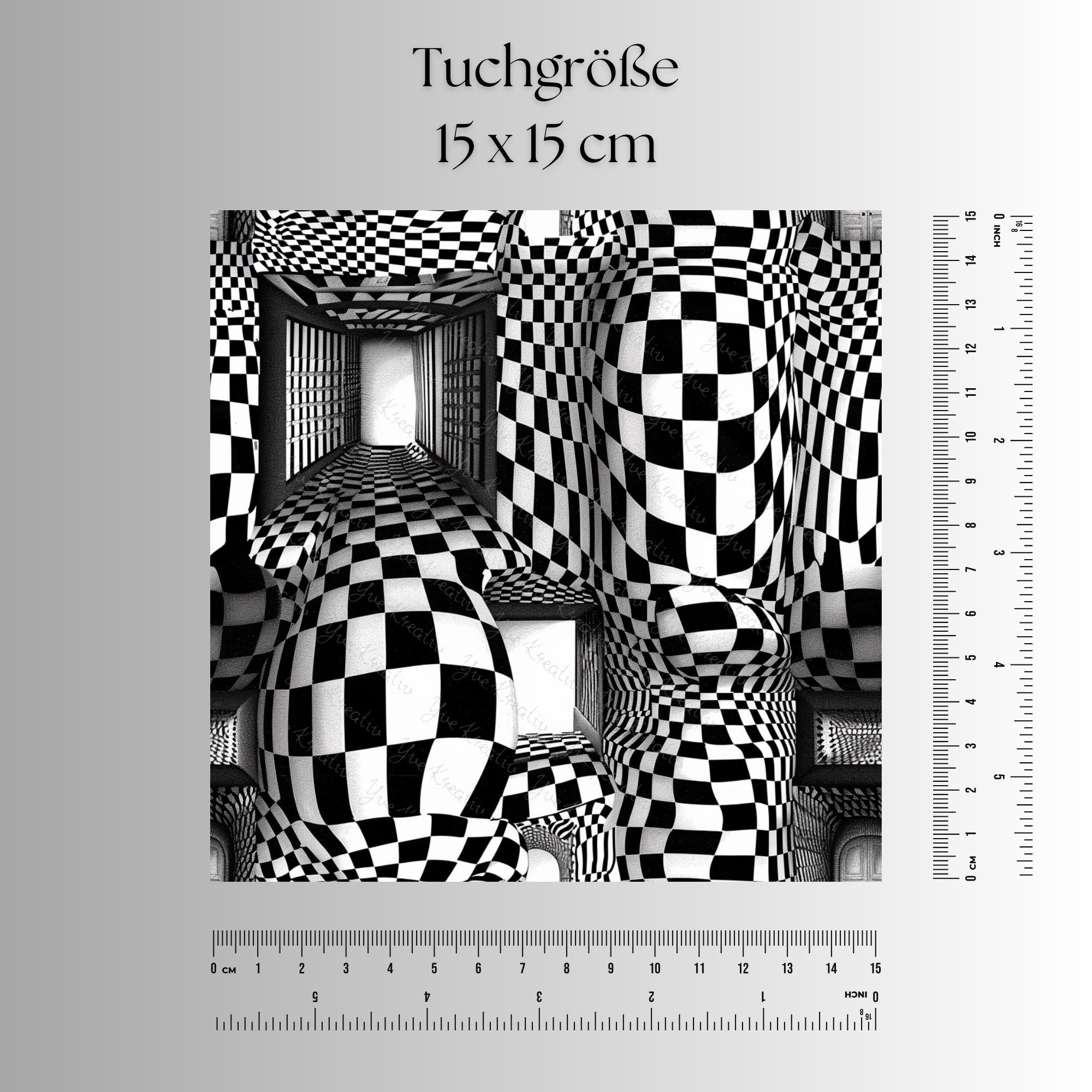 Brillenputztuch Op-Art bedrucktes Mikrofasertuch für Brille Sonnenbrille Displays Handyputztuch Brillentuch Mikrofaser Schwarz Weiß #AL69