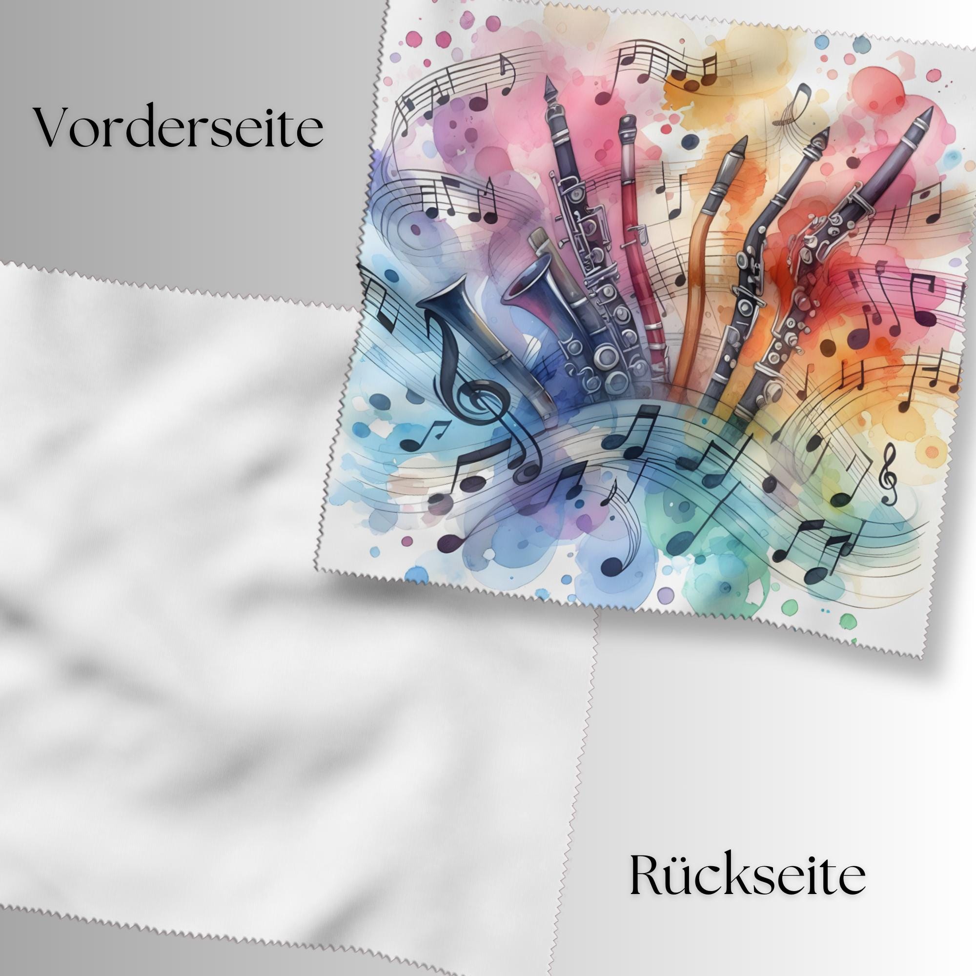 Brillenputztuch Musik Klarinette bedrucktes Mikrofasertuch für Sonnenbrille Displays Handy Geschenk Musiker Mitbringsel Musiklehrer #MC17