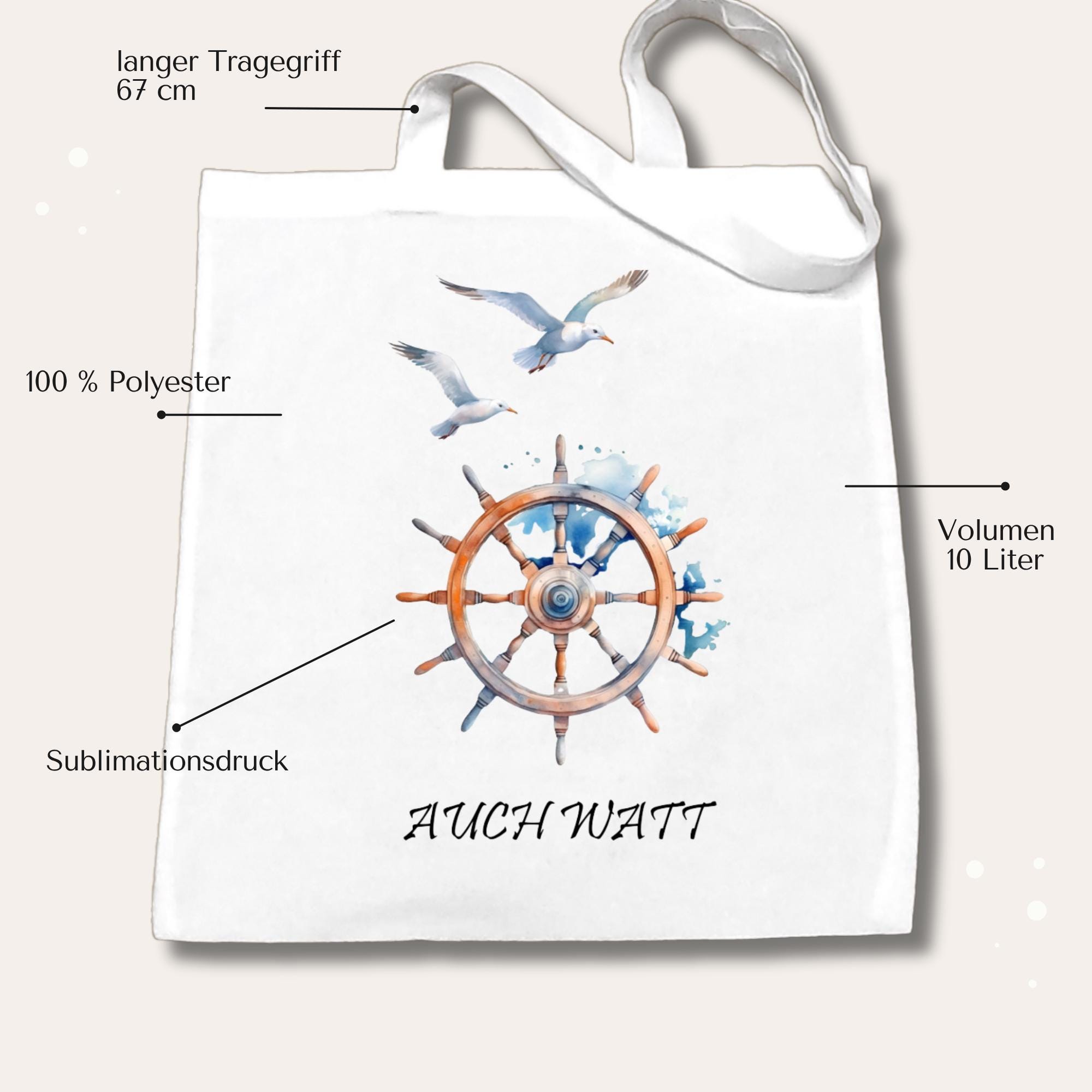 Stofftasche Maritim Stoffbeutel Leuchtturm Einkaufstasche Urlaub Tragetasche Reise Urlaubstasche Reisegeschenk beidseitig bedruckt #STSUB